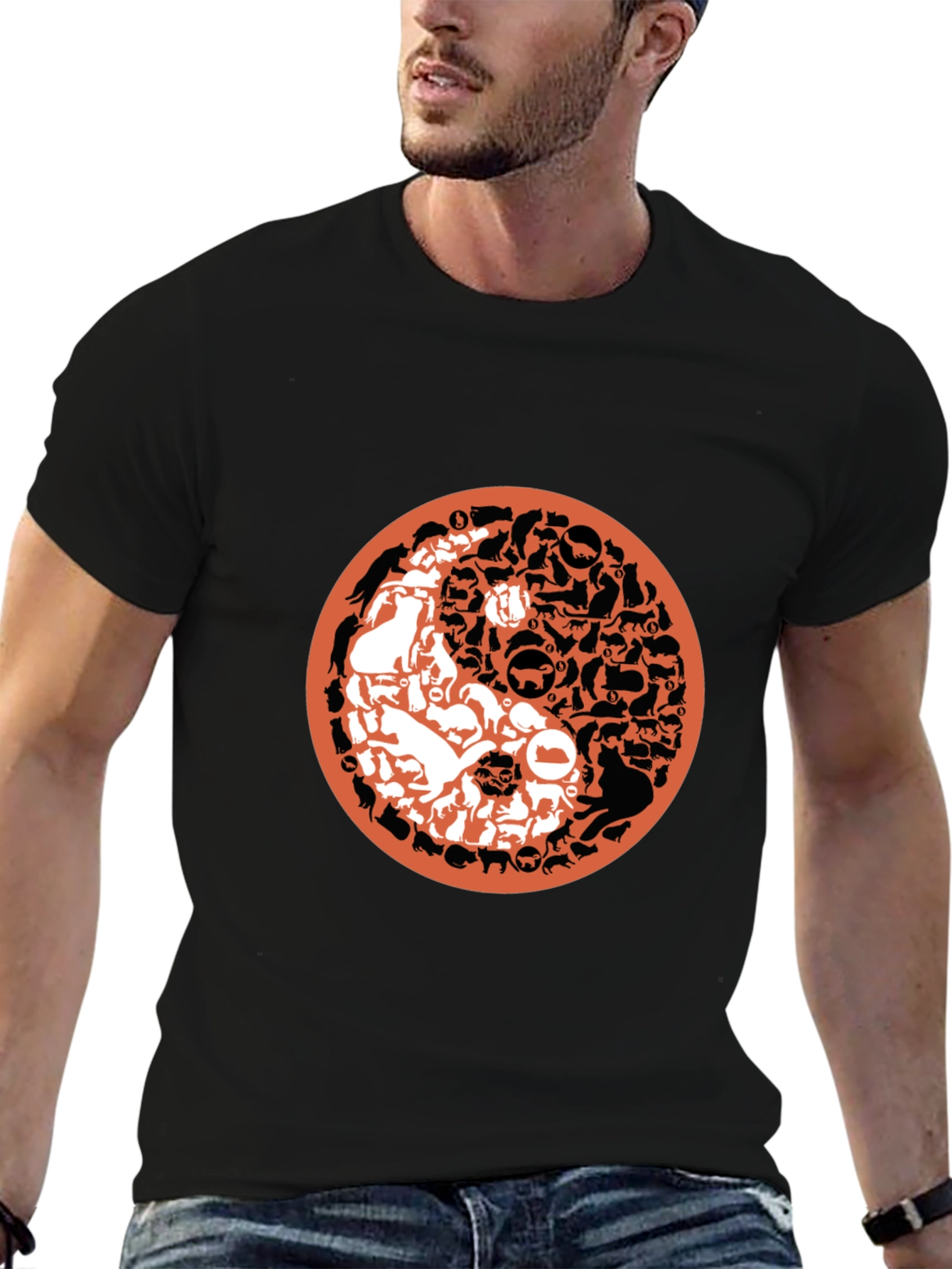 Yin Yang Cats & Dogs Graphic T-Shirt