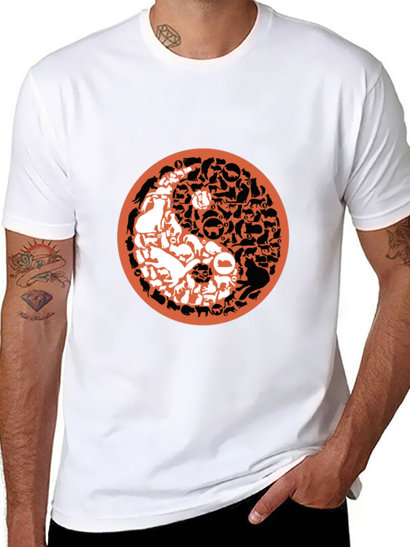 Yin Yang Cats & Dogs Graphic T-Shirt
