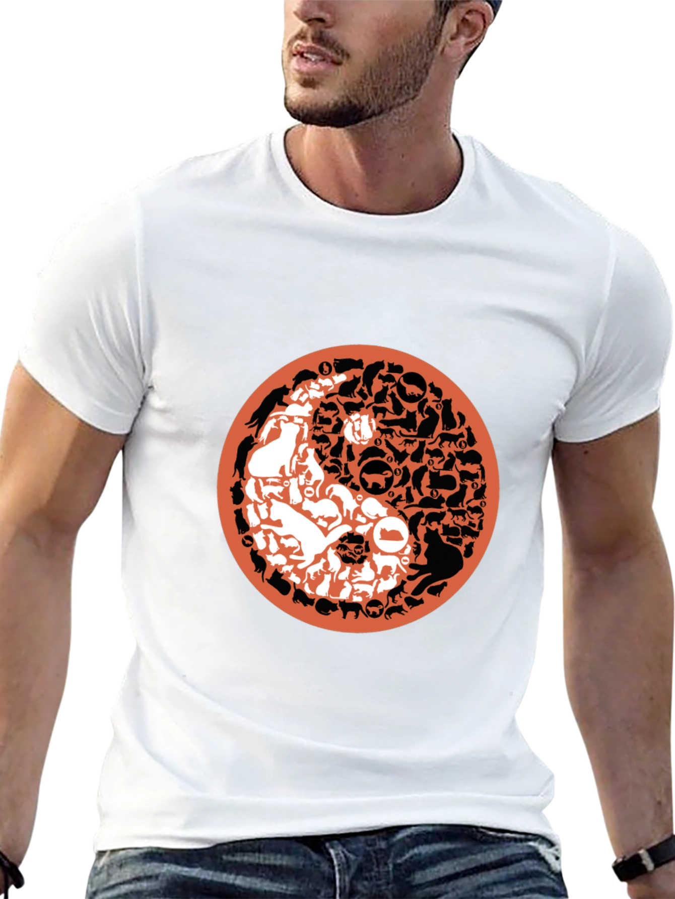 Yin Yang Cats & Dogs Graphic T-Shirt