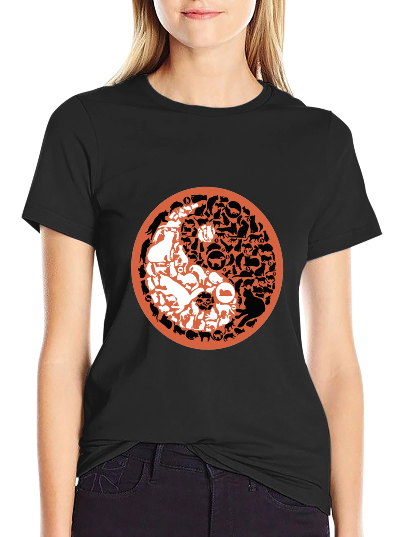 Yin Yang Cats & Dogs Graphic T-Shirt