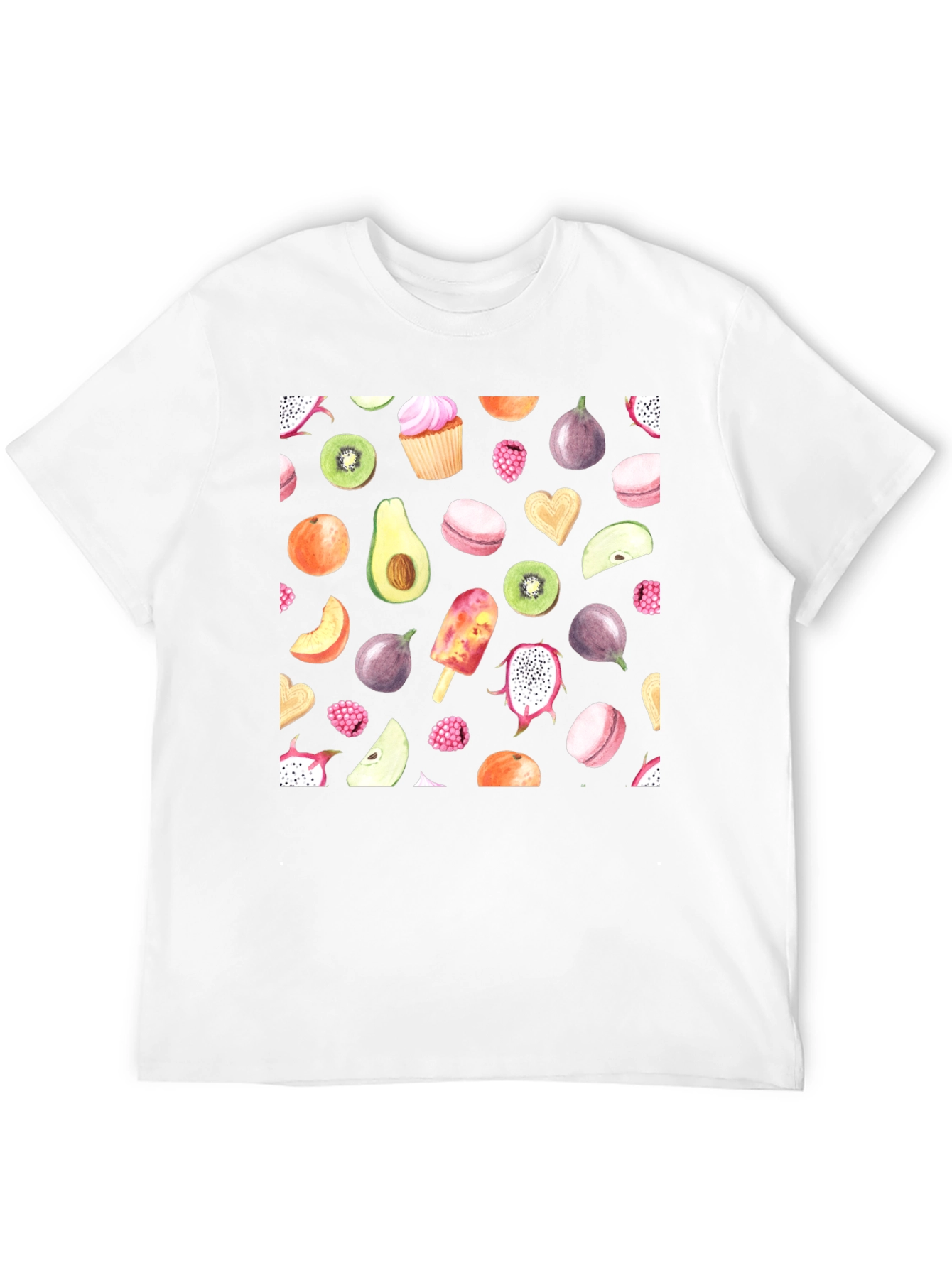 Fruit Print Black Casual T-Shirt