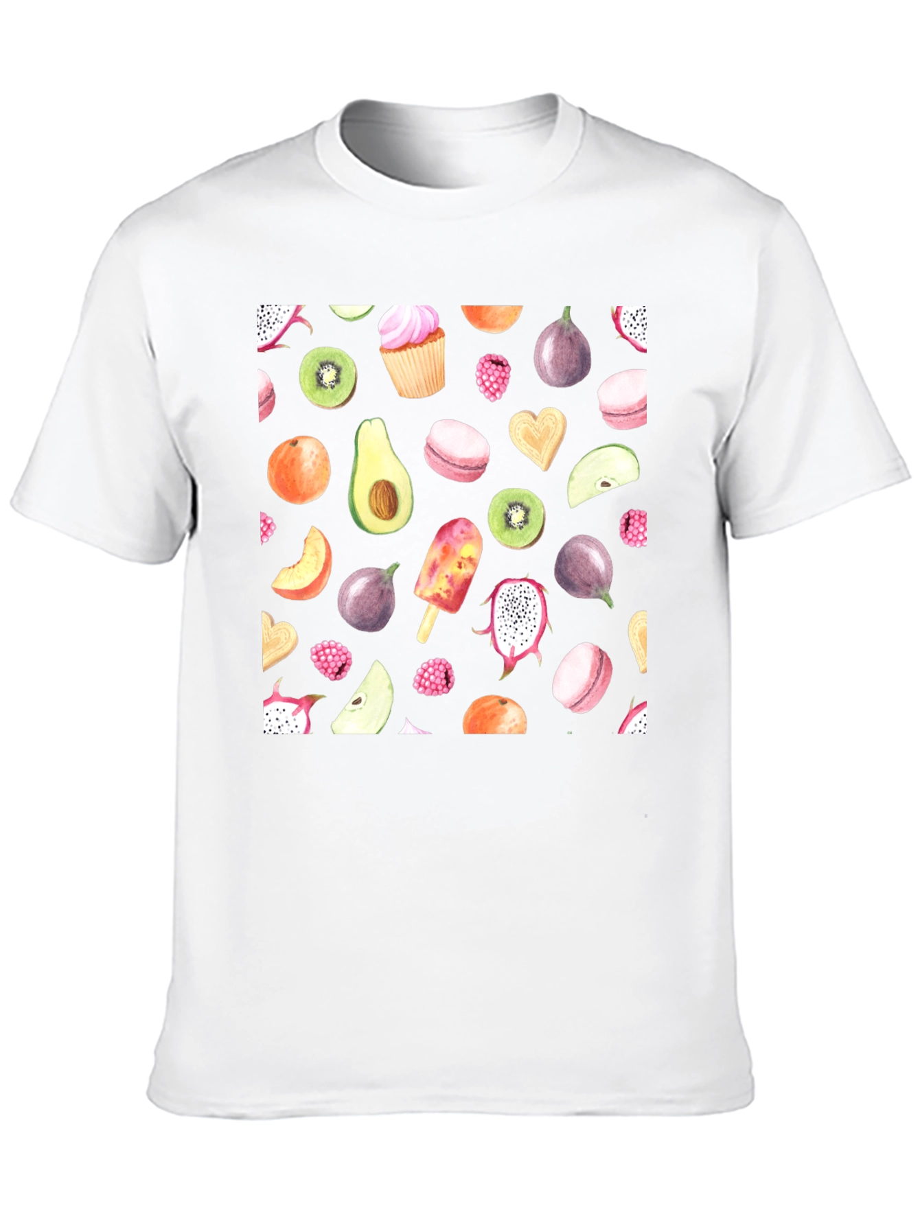 Fruit Print Black Casual T-Shirt