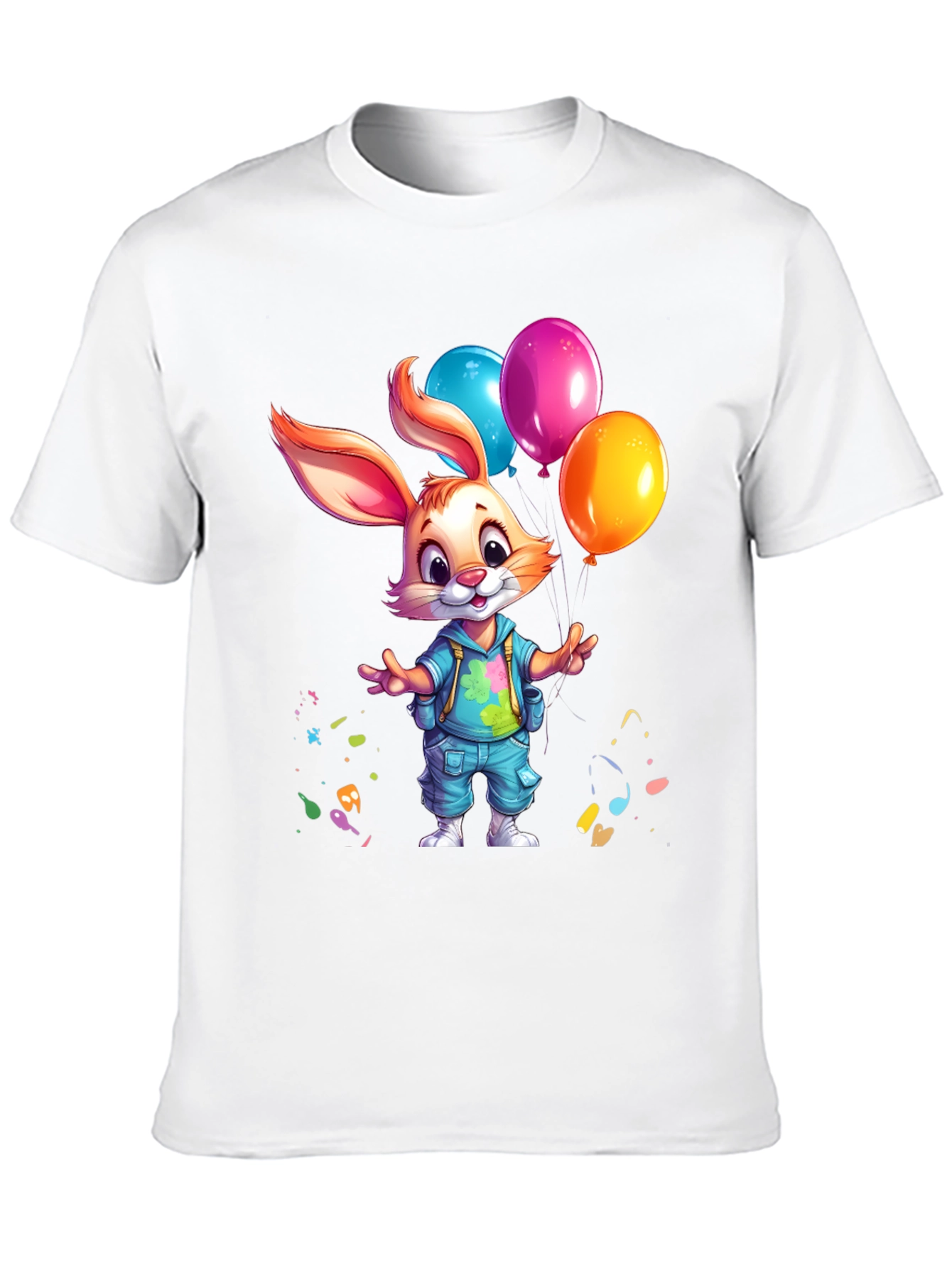 Cute Bunny with Balloons Graphic Tee