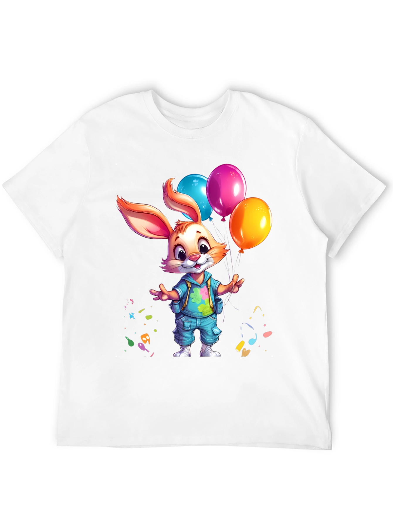 Cute Bunny with Balloons Graphic Tee