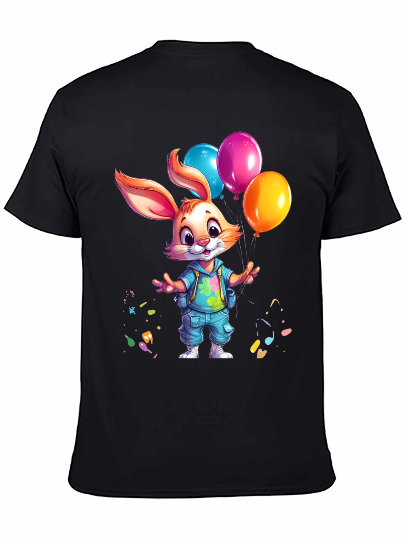 Cute Bunny with Balloons Graphic Tee