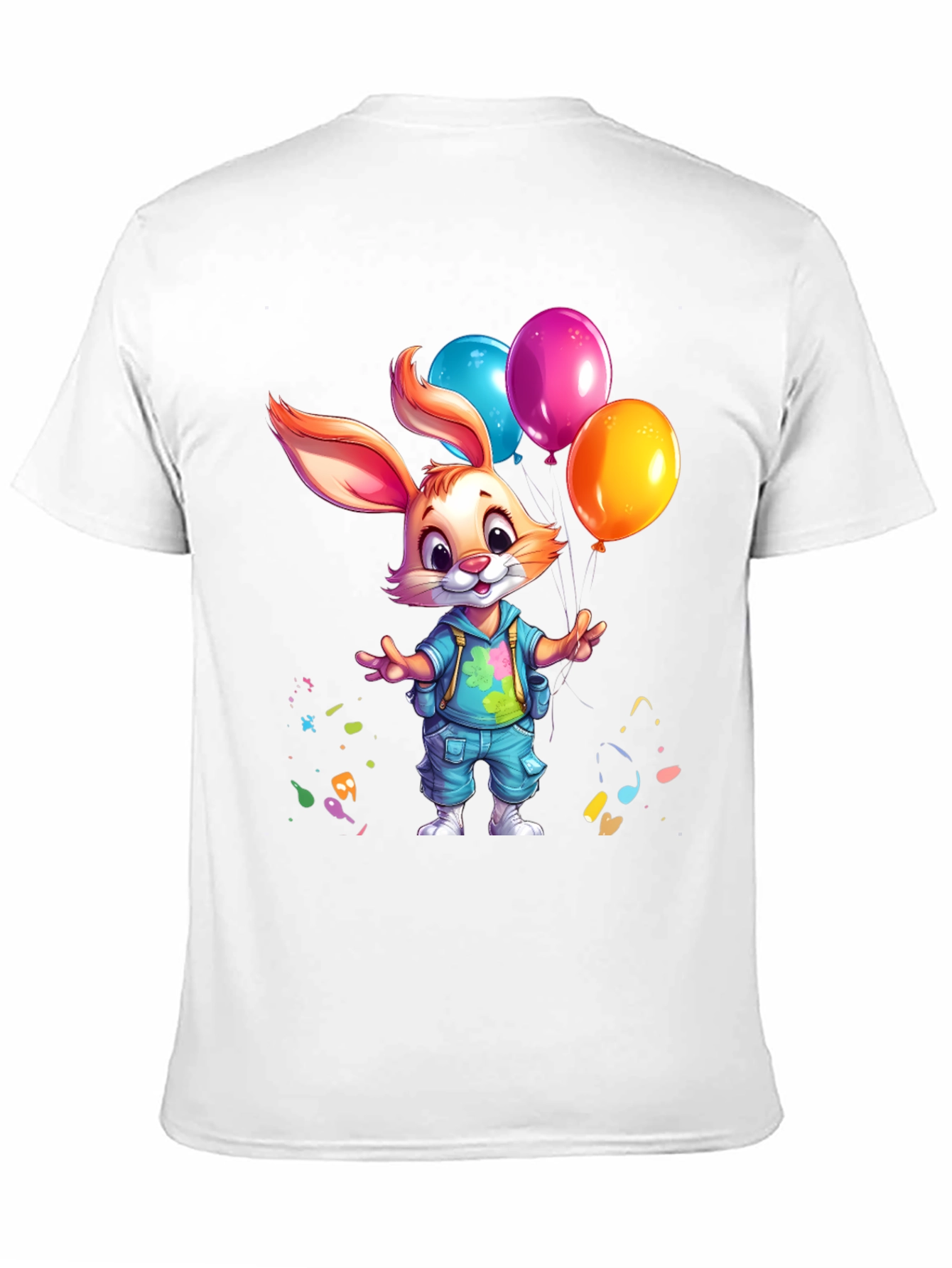 Cute Bunny with Balloons Graphic Tee