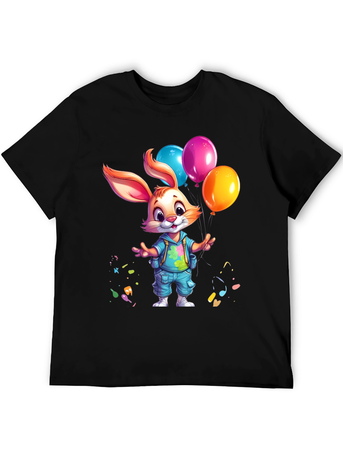 Cute Bunny with Balloons Graphic Tee