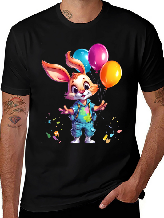 Cute Bunny with Balloons Graphic Tee