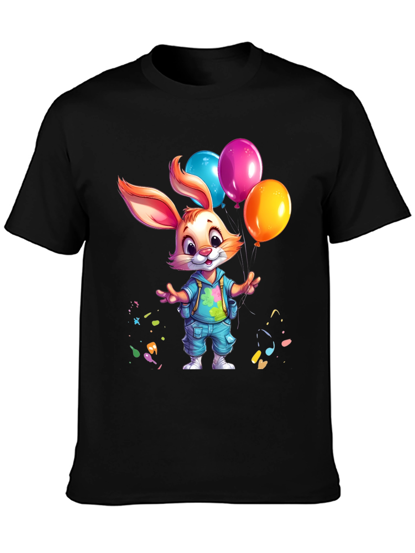 Cute Bunny with Balloons Graphic Tee