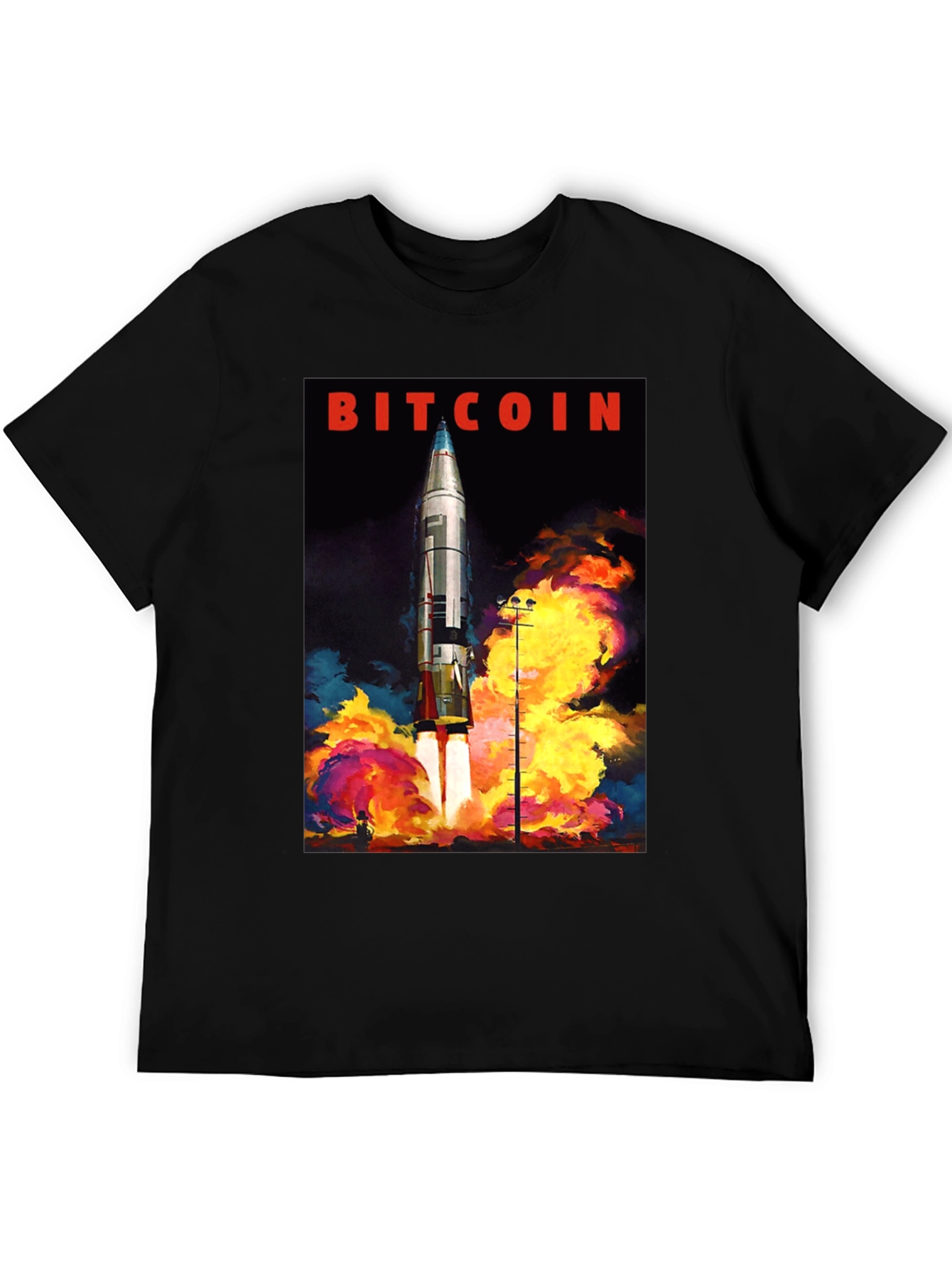 Bitcoin Rocket Launch Graphic T-Shirt