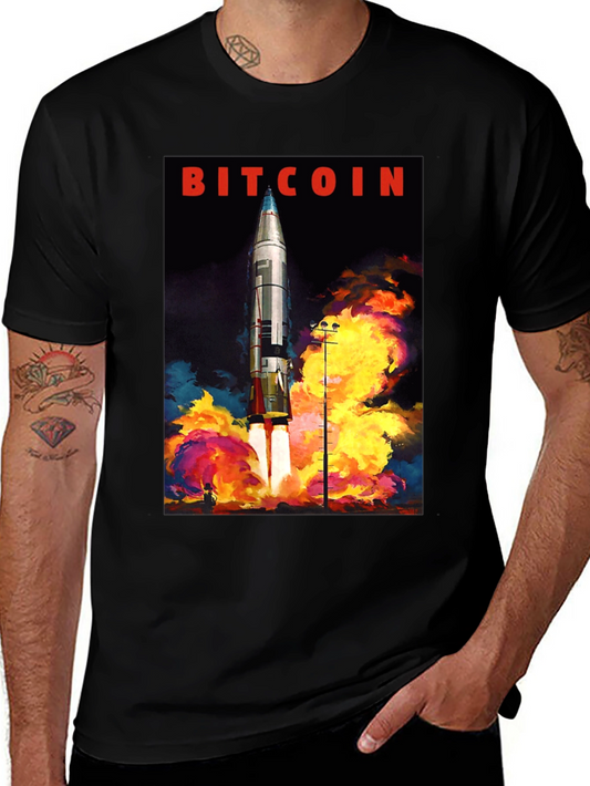 Bitcoin Rocket Launch Graphic T-Shirt