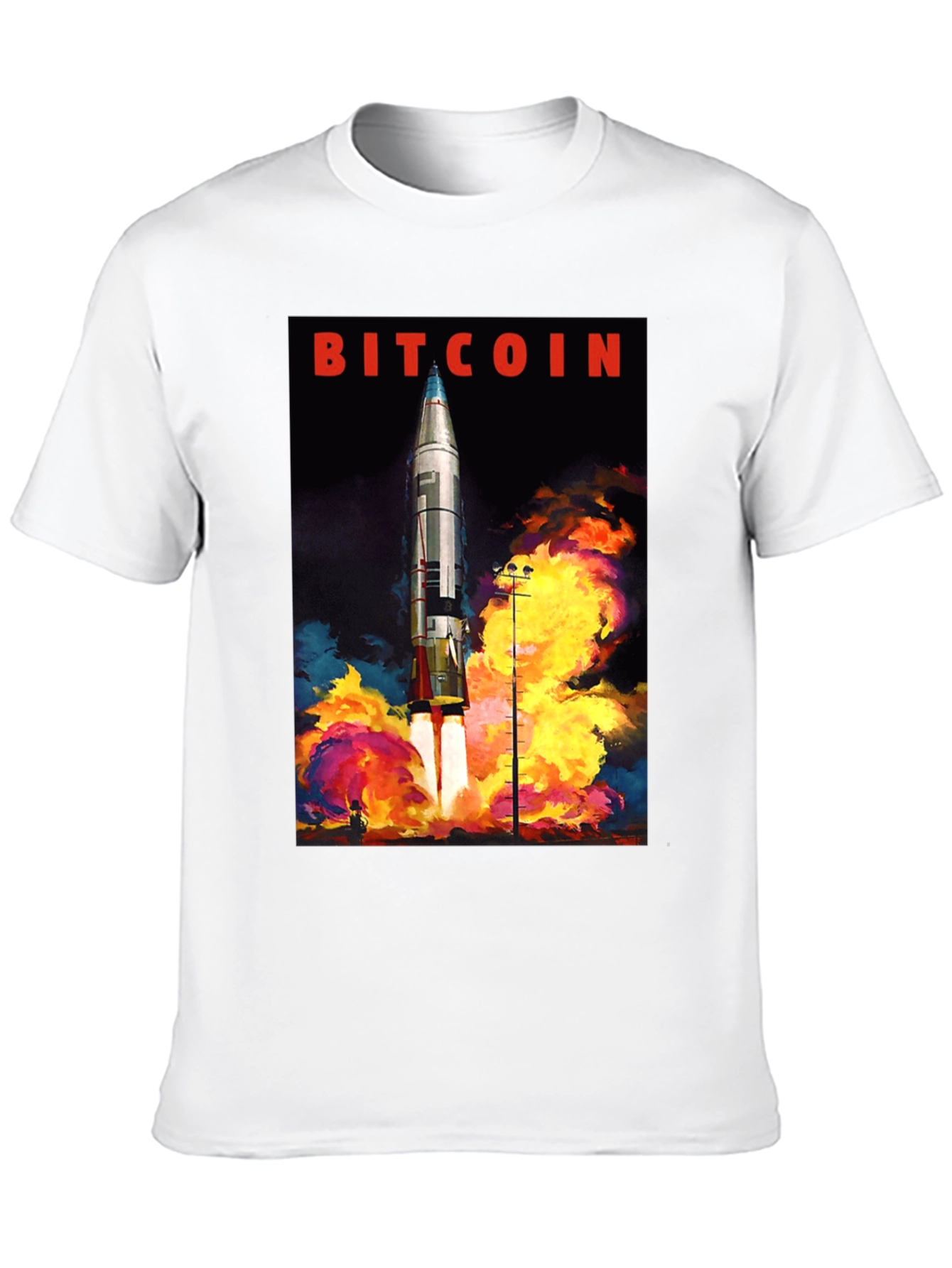 Bitcoin Rocket Launch Graphic T-Shirt