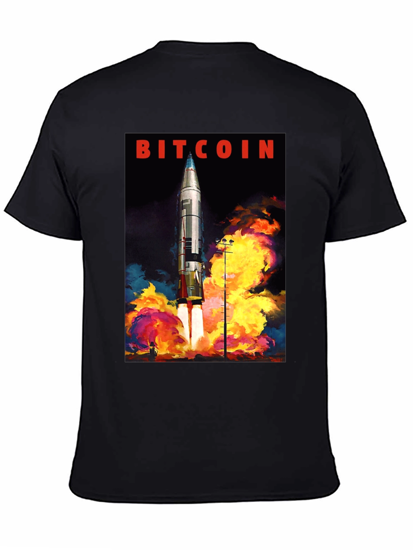 Bitcoin Rocket Launch Graphic T-Shirt