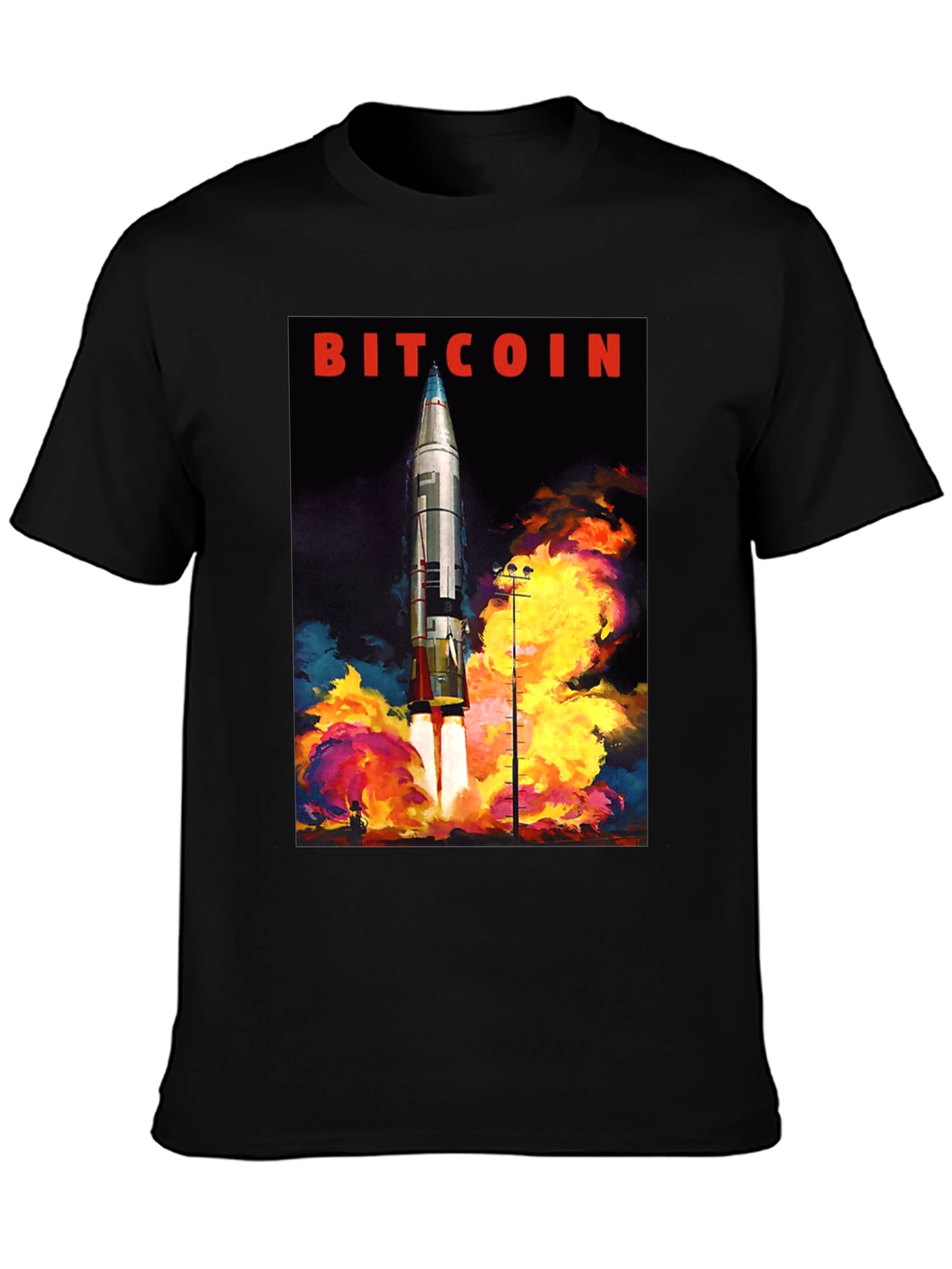 Bitcoin Rocket Launch Graphic T-Shirt