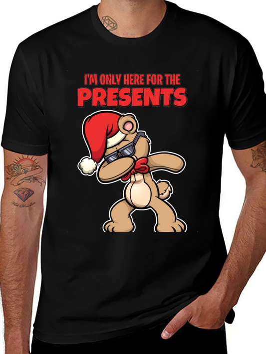 Funny Christmas Bear T-Shirt - Im Only Here for Presents