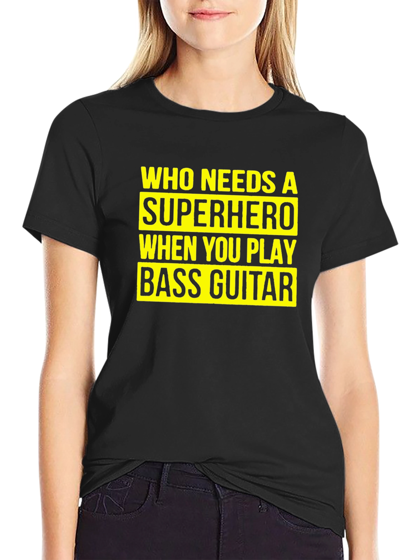 Bass Guitar Superhero T-Shirt - Musician Novelty Tee