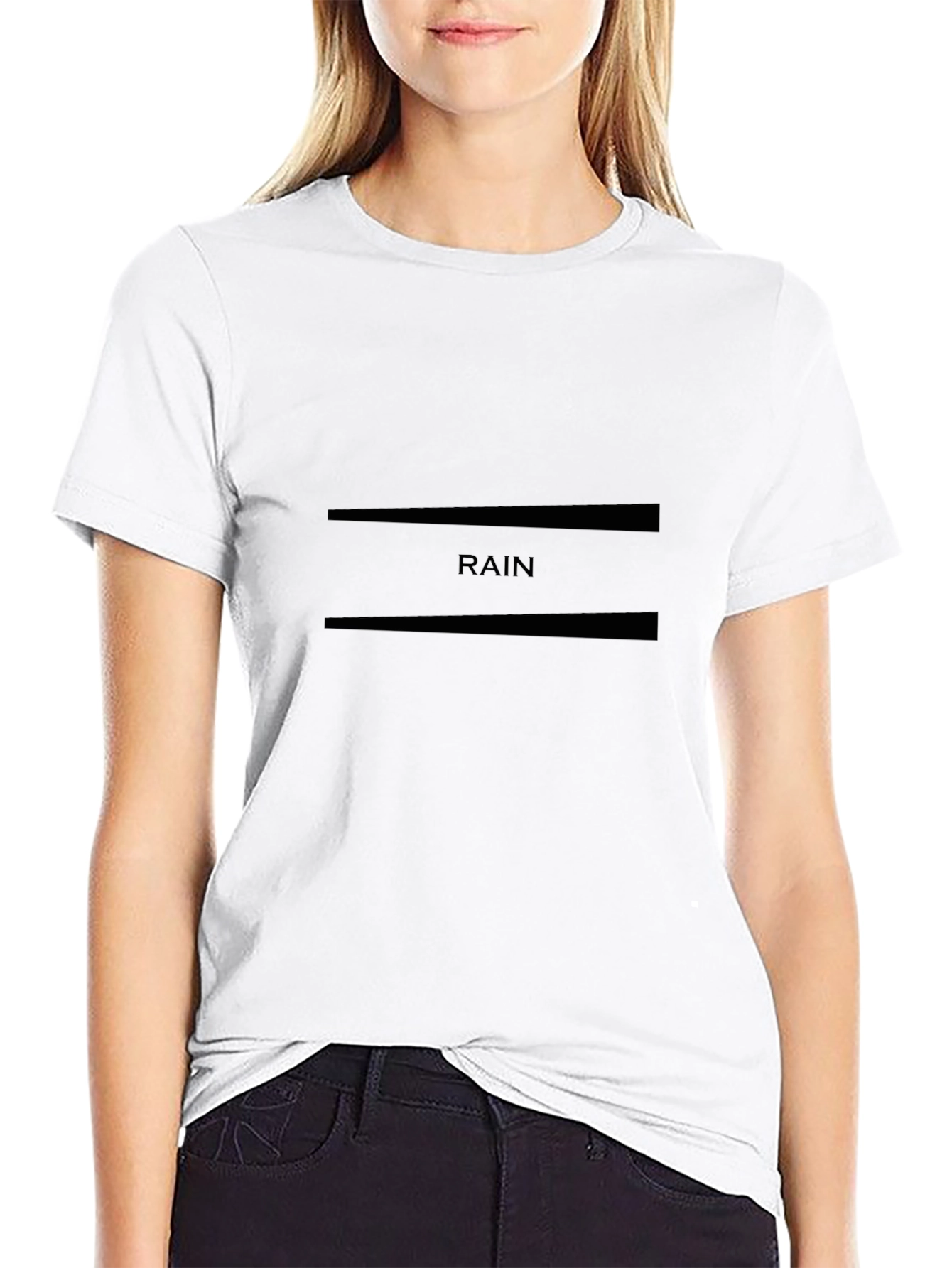 Minimalist Rain Graphic Black T-Shirt