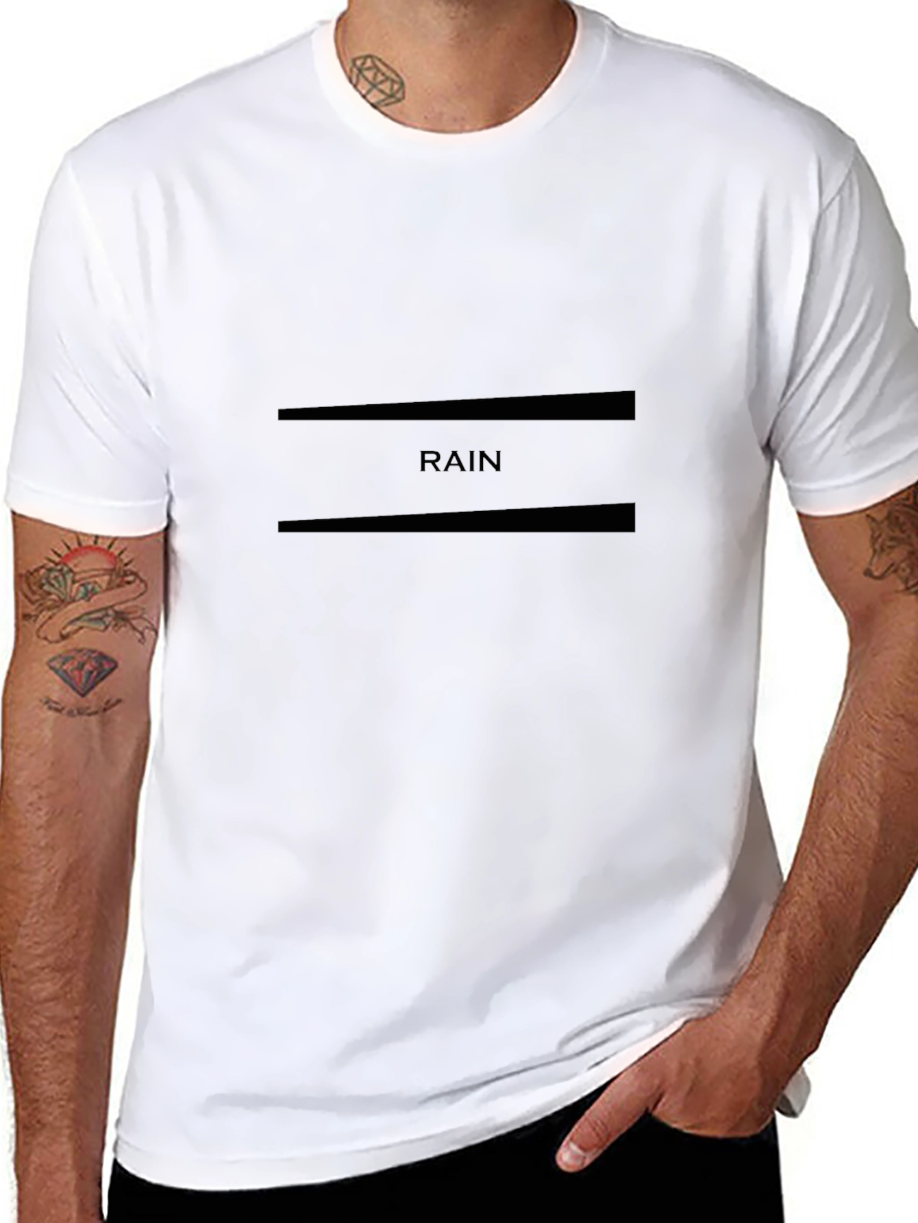 Minimalist Rain Graphic Black T-Shirt