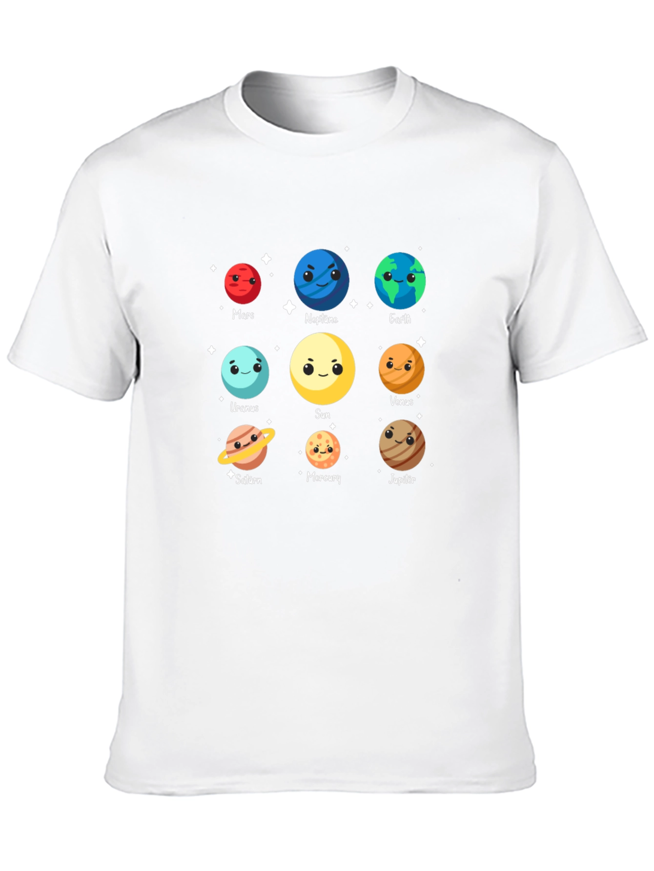 Cartoon Planets Graphic Black T-Shirt