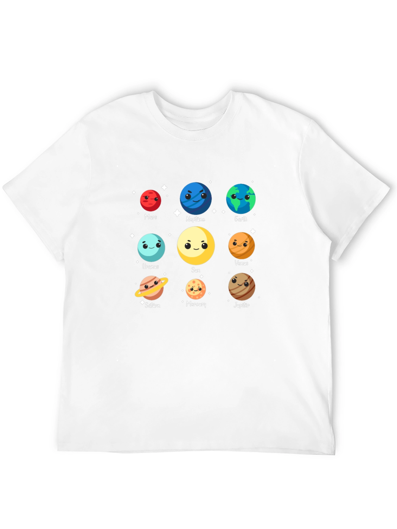 Cartoon Planets Graphic Black T-Shirt