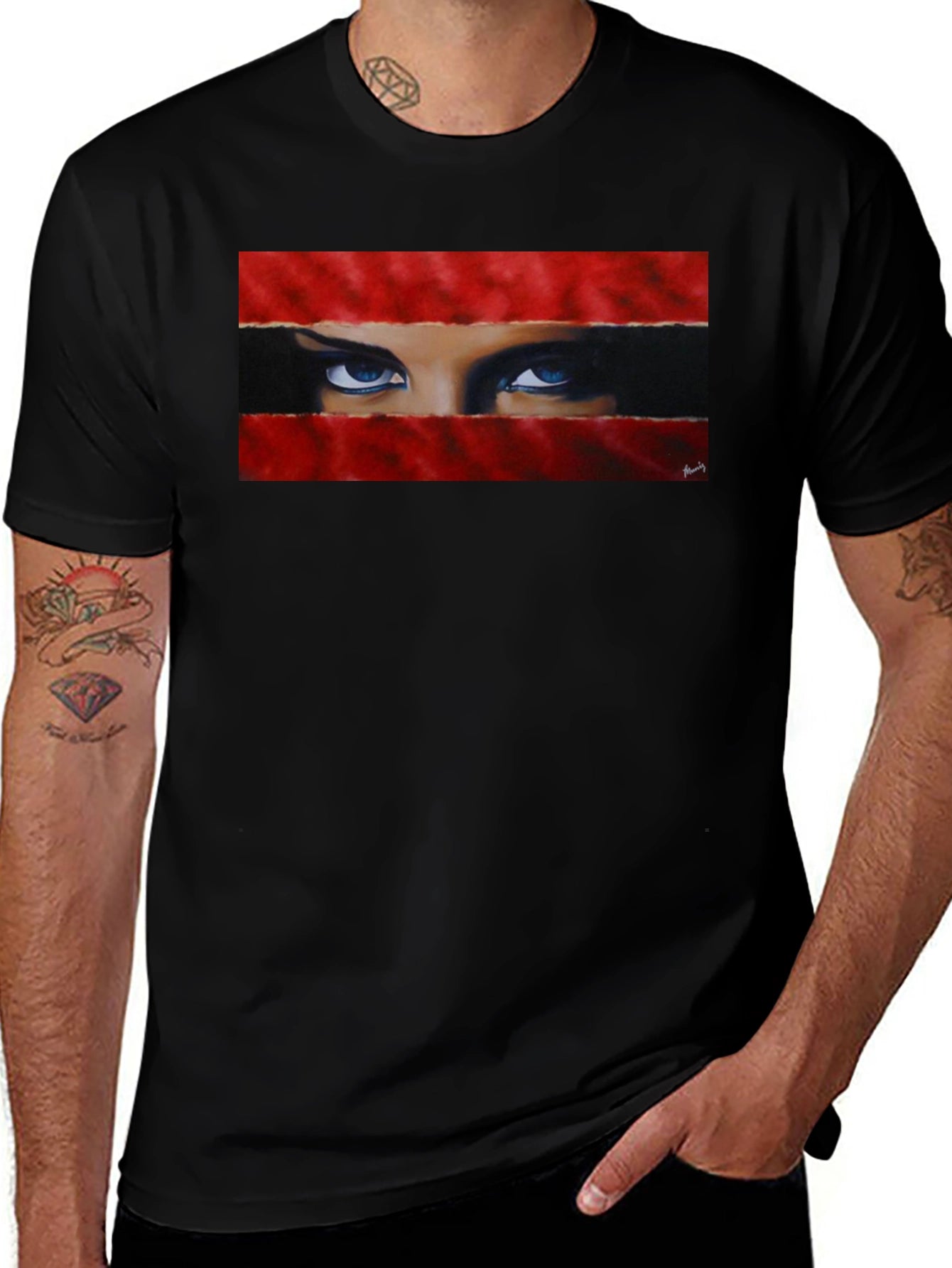 Intense Gaze Graphic Tee - Bold & Unique