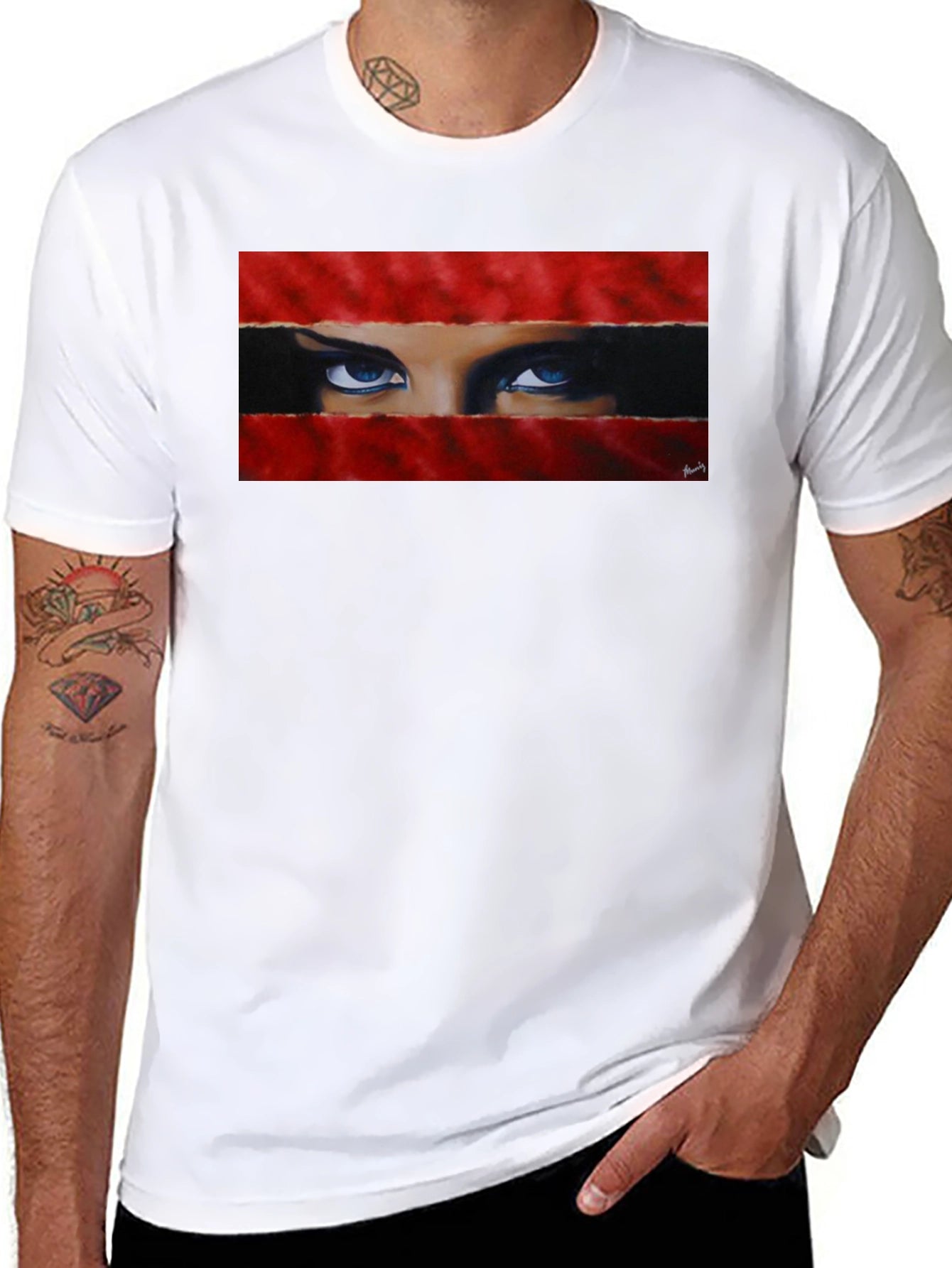 Intense Gaze Graphic Tee - Bold & Unique