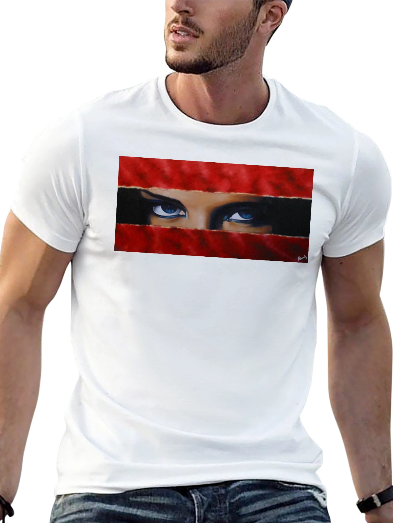 Intense Gaze Graphic Tee - Bold & Unique