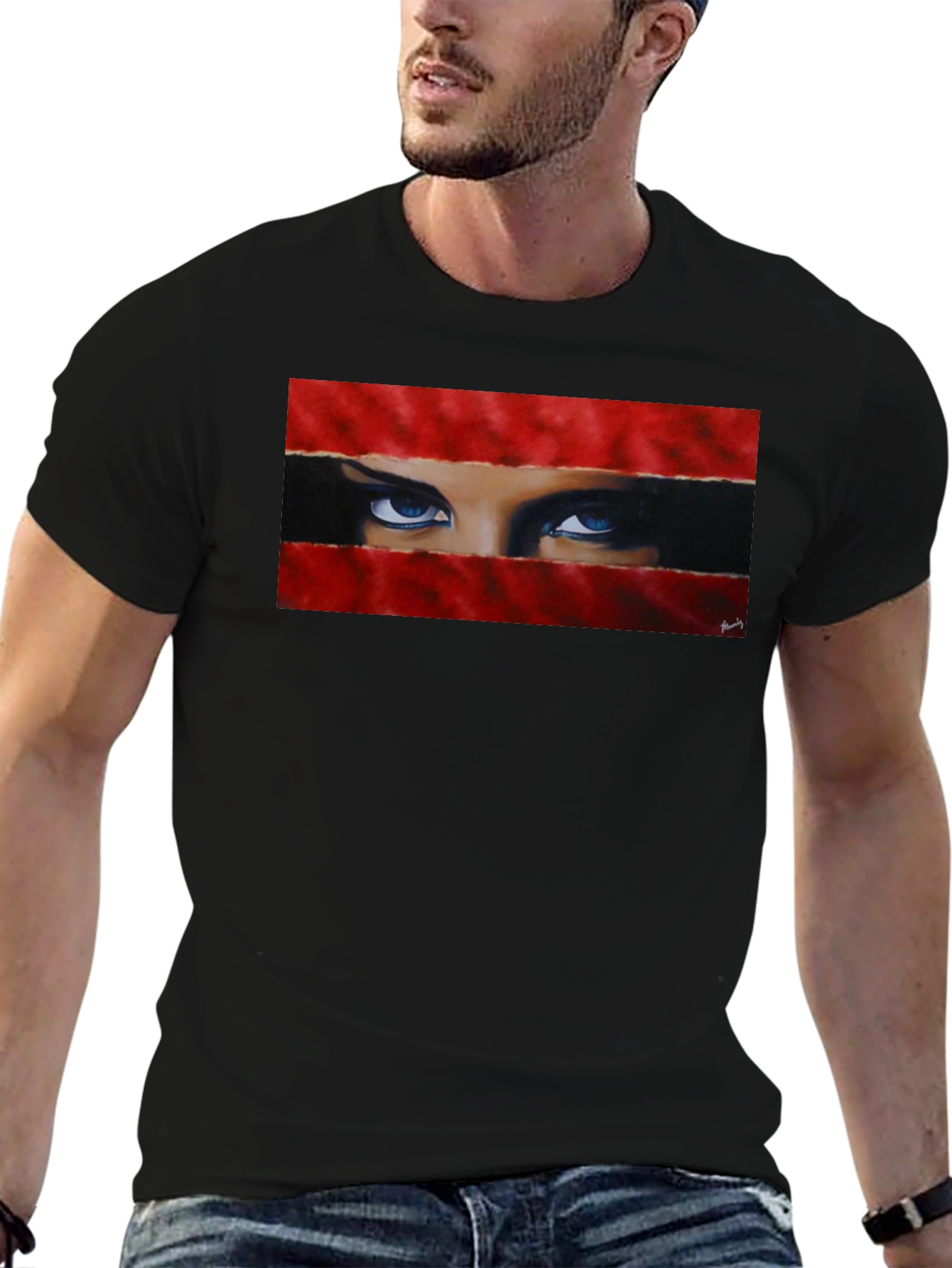 Intense Gaze Graphic Tee - Bold & Unique