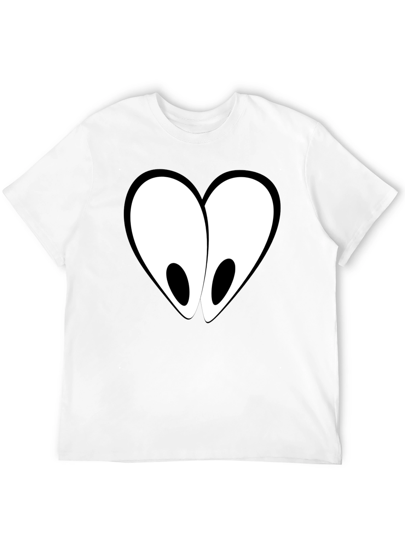 Heart-Eyed Graphic Tee - Funny Cartoon Style Black T-Shirt