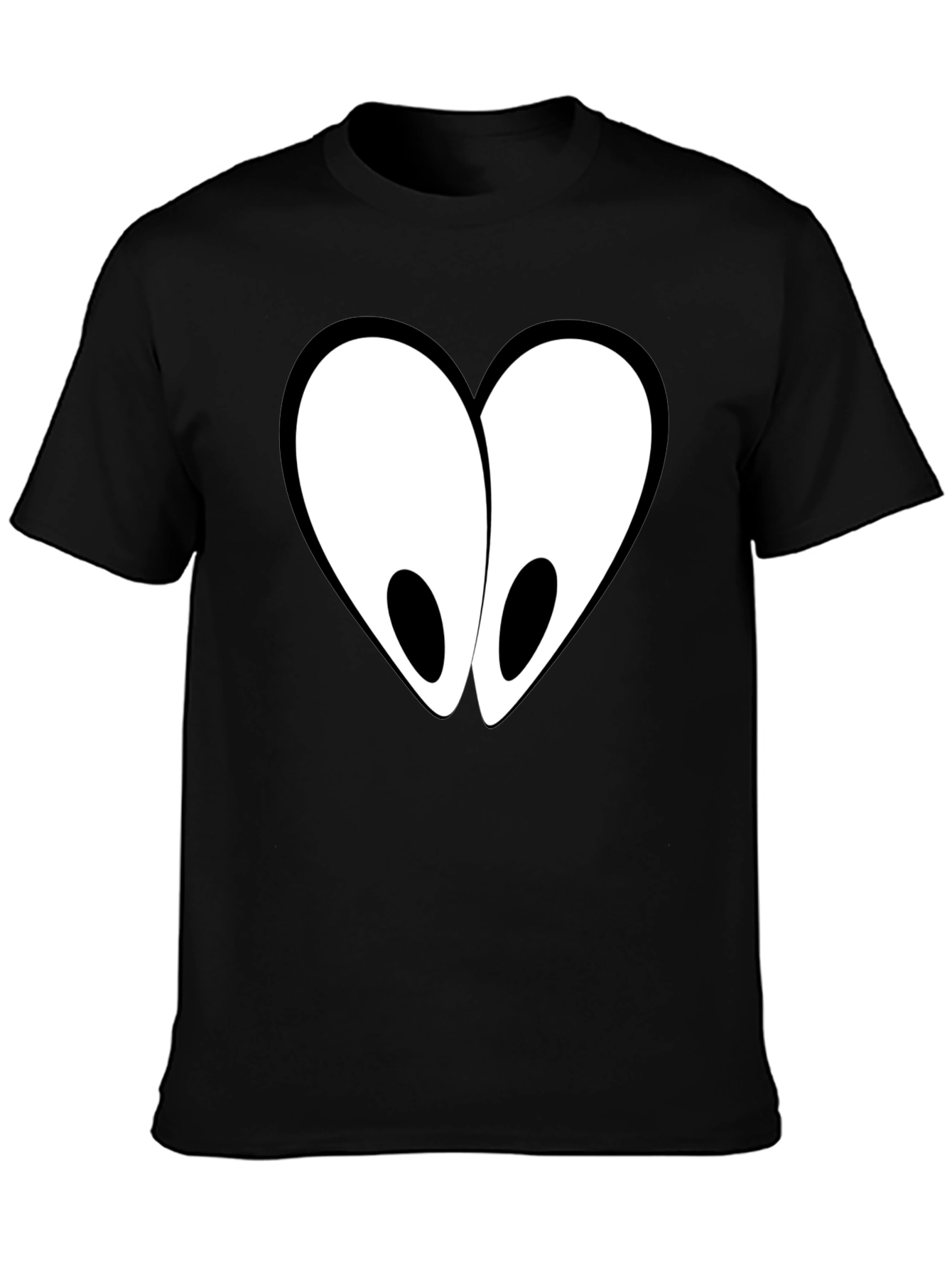 Heart-Eyed Graphic Tee - Funny Cartoon Style Black T-Shirt