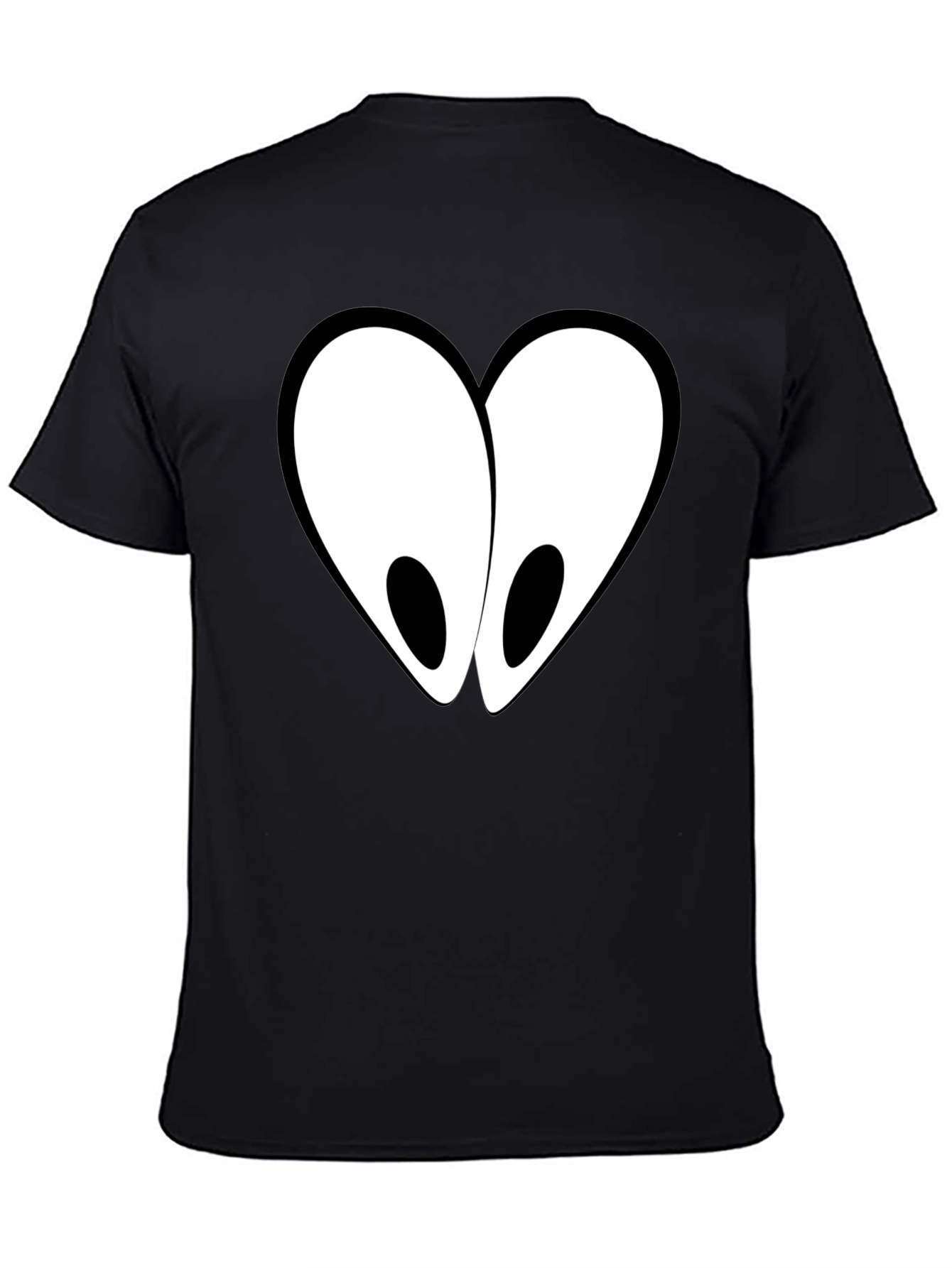 Heart-Eyed Graphic Tee - Funny Cartoon Style Black T-Shirt
