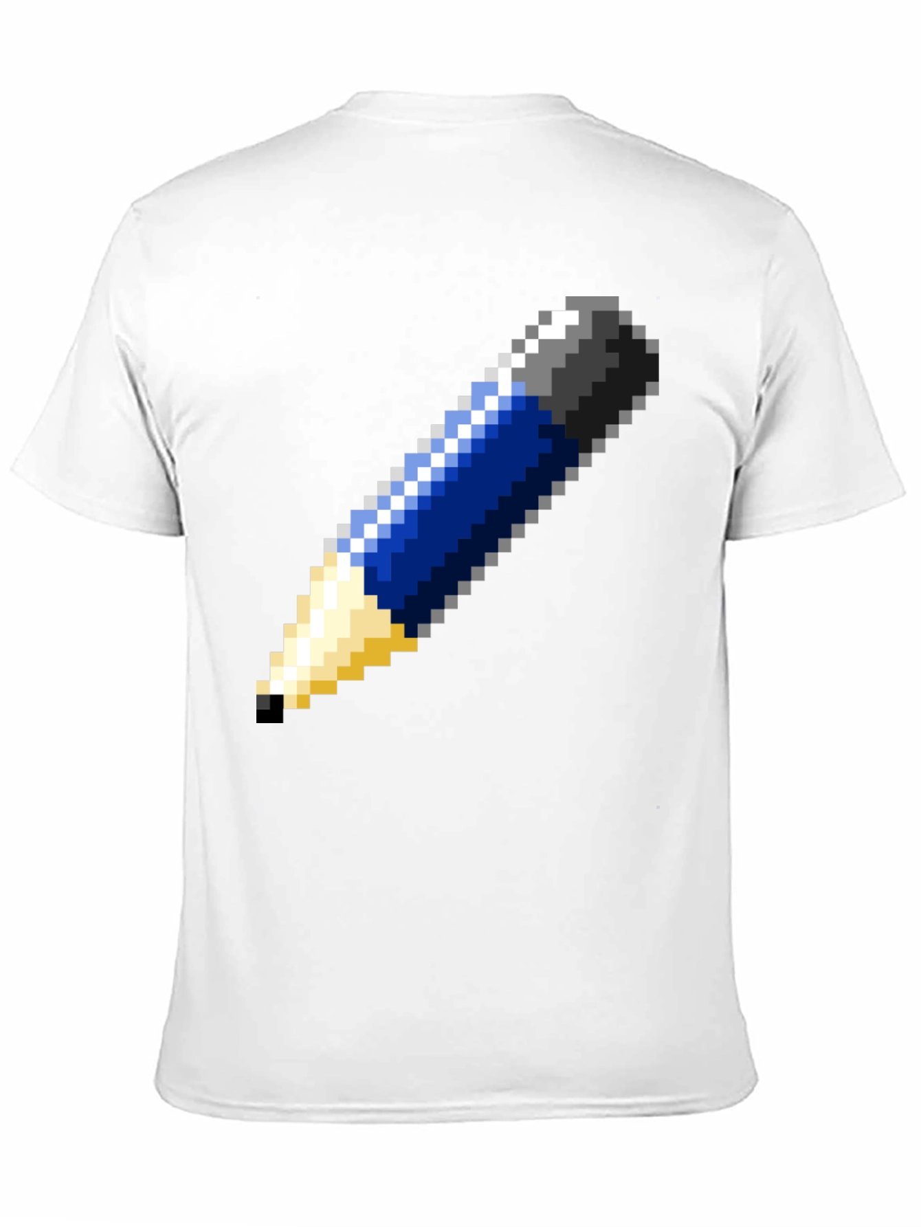Pixel Art Pencil Graphic Tee - Black Cotton T-Shirt
