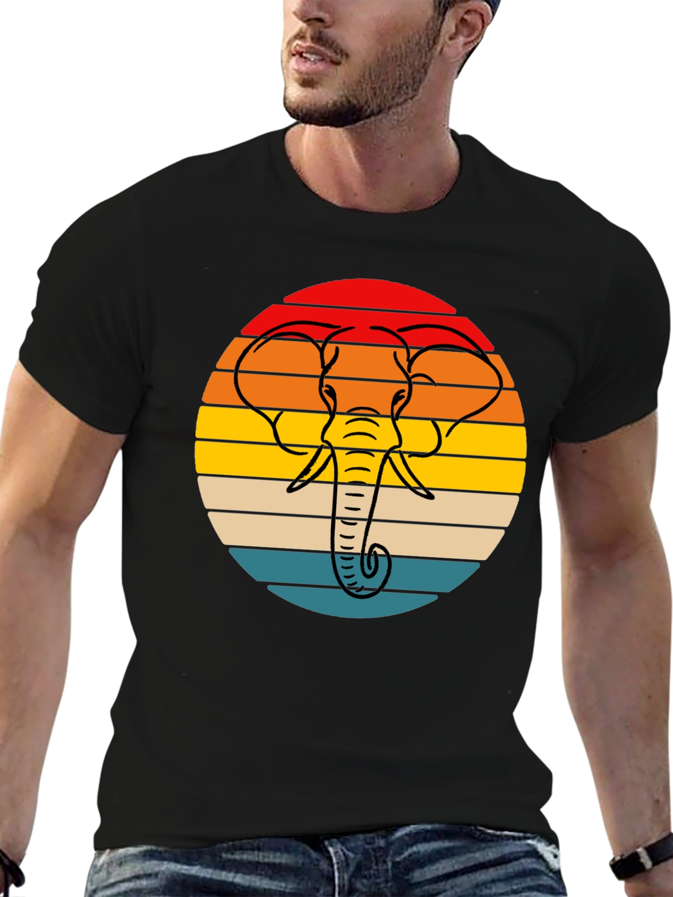 Retro Elephant Sunset Graphic Tee