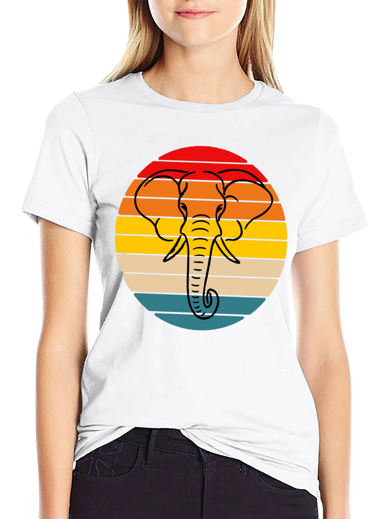 Retro Elephant Sunset Graphic Tee