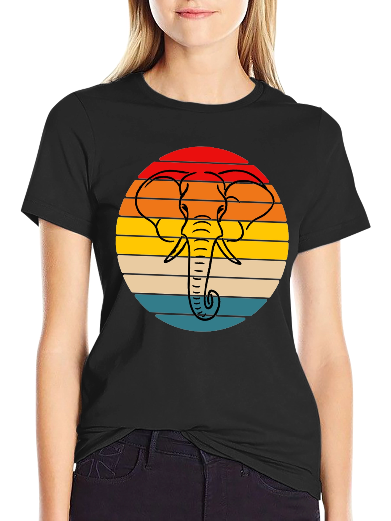 Retro Elephant Sunset Graphic Tee