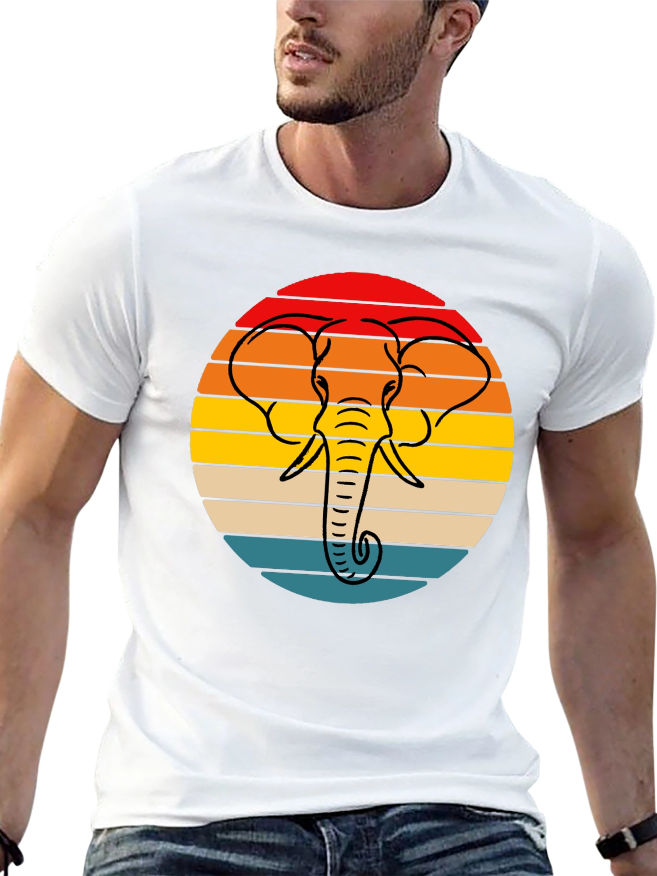 Retro Elephant Sunset Graphic Tee