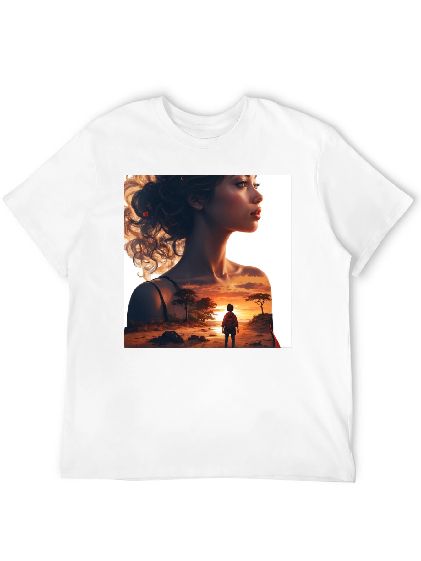 Sunset Silhouette Graphic Tee - Stylish Black T-Shirt
