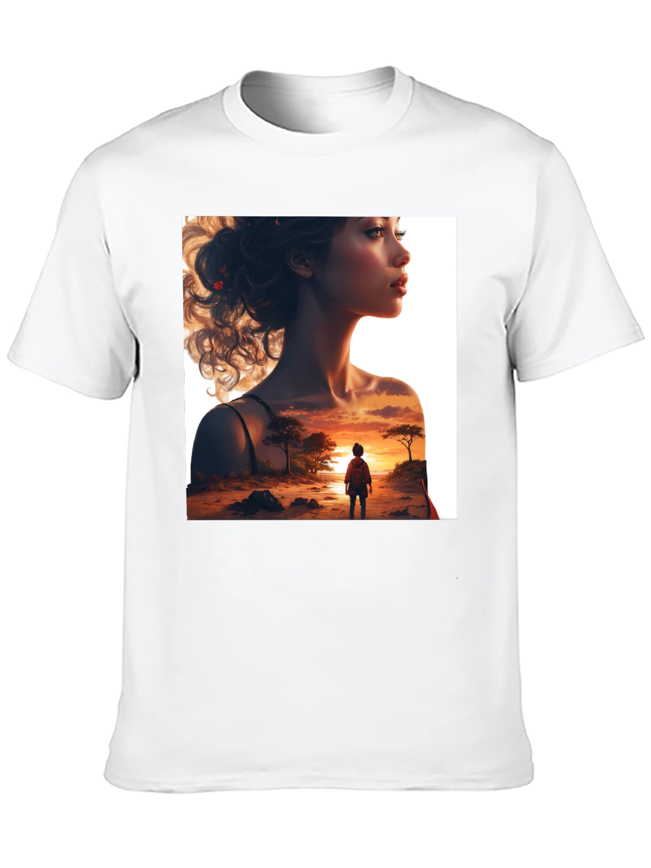 Sunset Silhouette Graphic Tee - Stylish Black T-Shirt