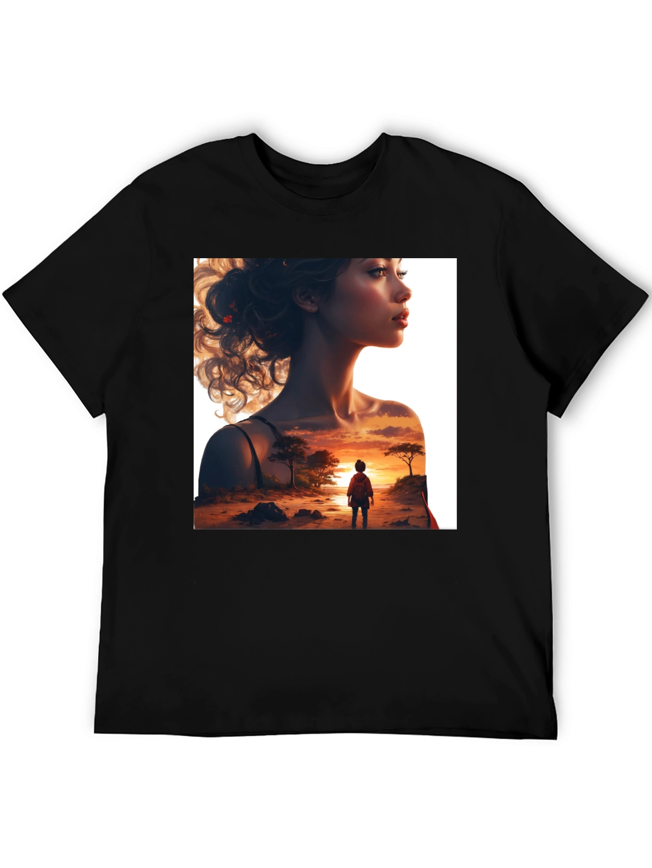 Sunset Silhouette Graphic Tee - Stylish Black T-Shirt