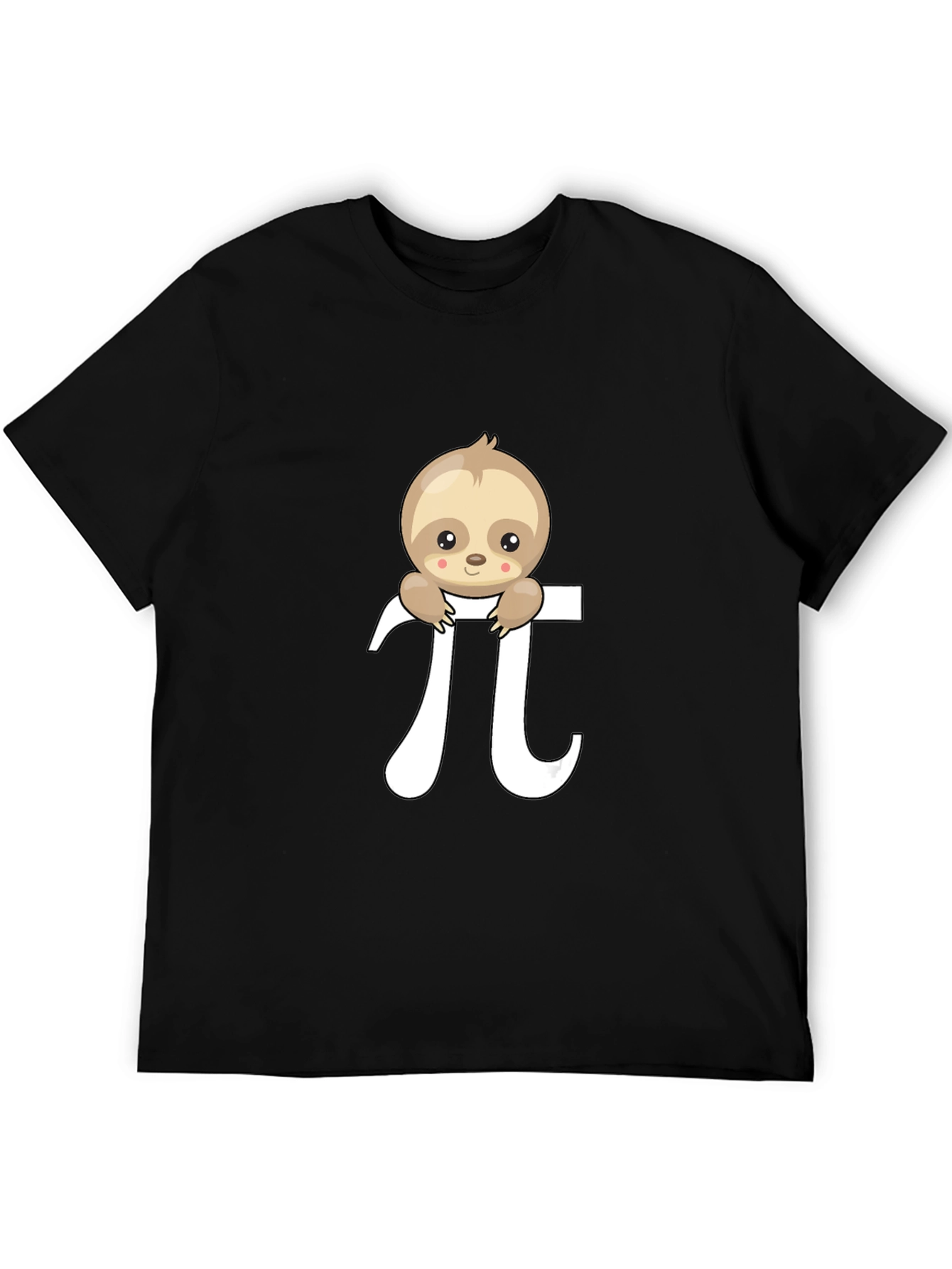 Sloth Pi Symbol Graphic T-Shirt - Black