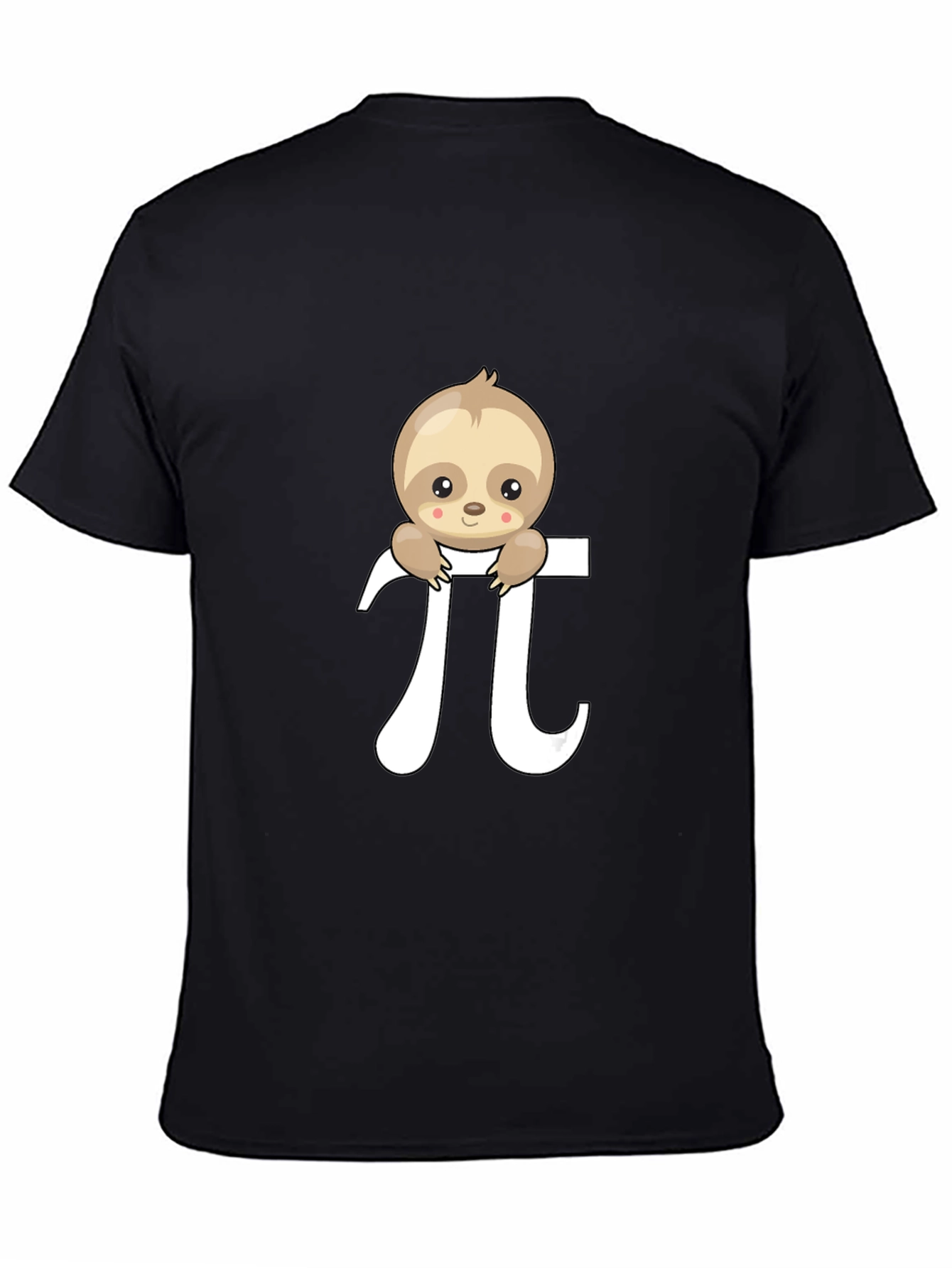 Sloth Pi Symbol Graphic T-Shirt - Black
