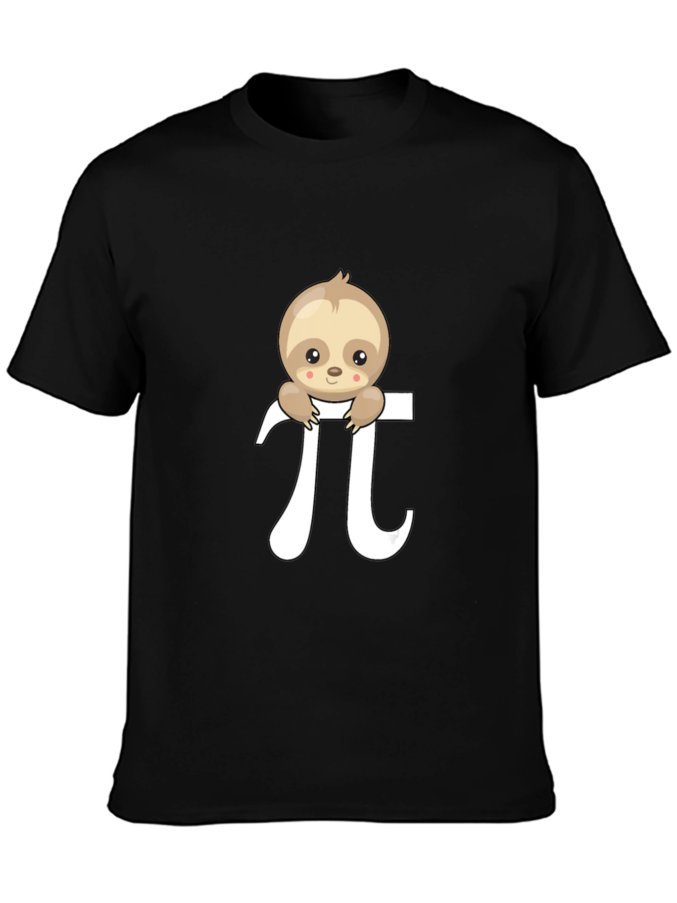Sloth Pi Symbol Graphic T-Shirt - Black