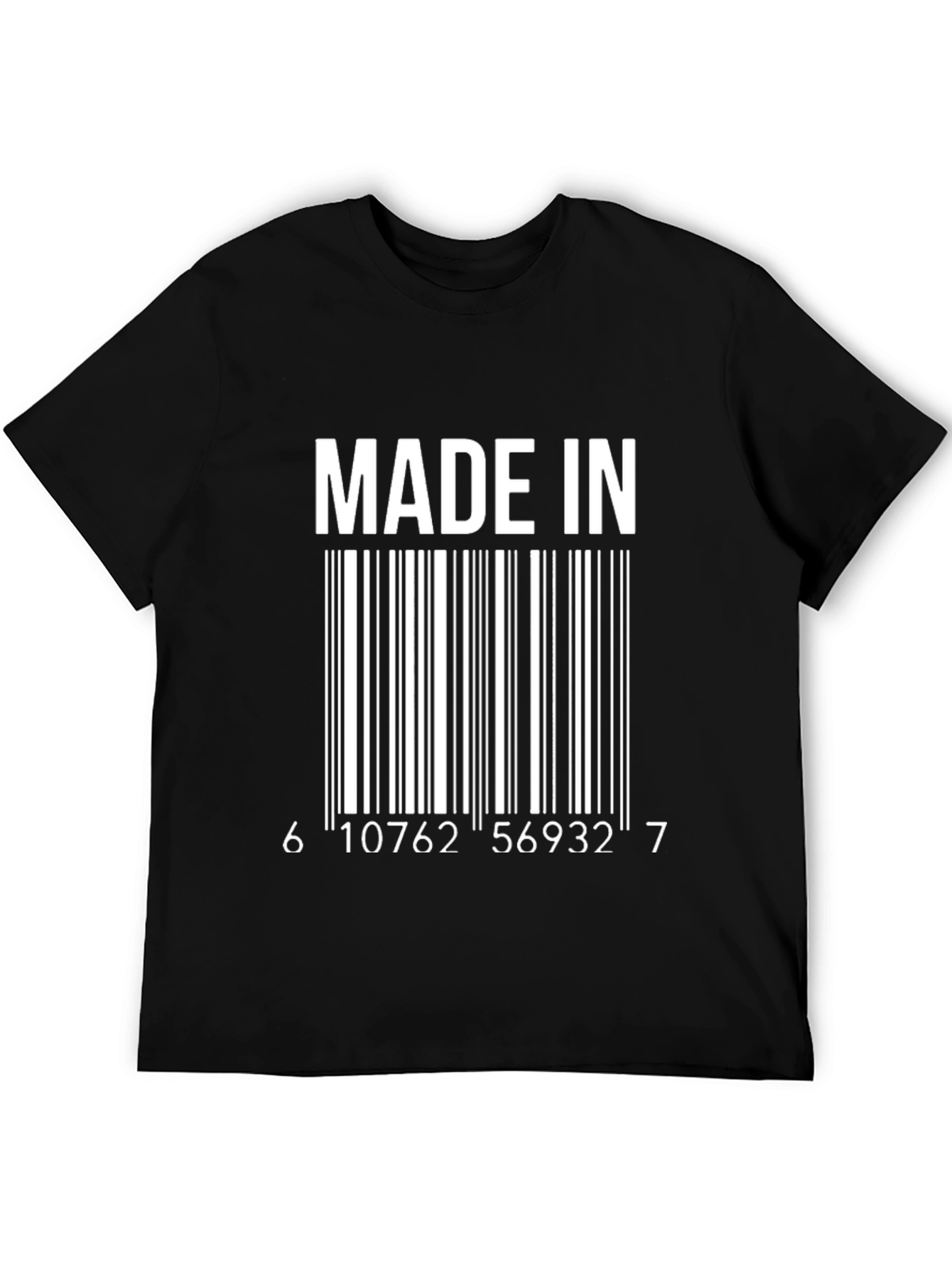Made In Barcode Graphic Tee - Novelty T-Shirt