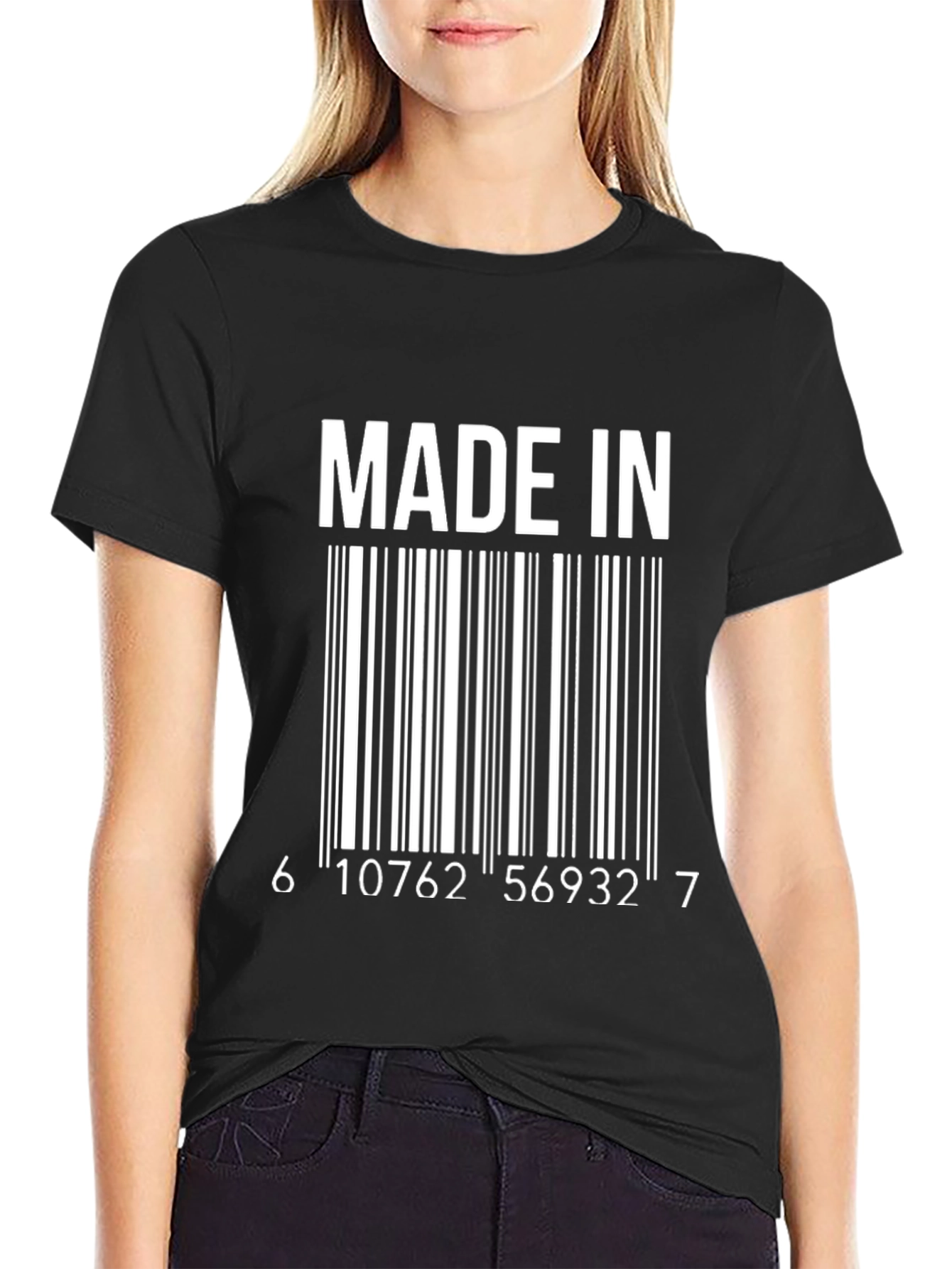Made In Barcode Graphic Tee - Novelty T-Shirt