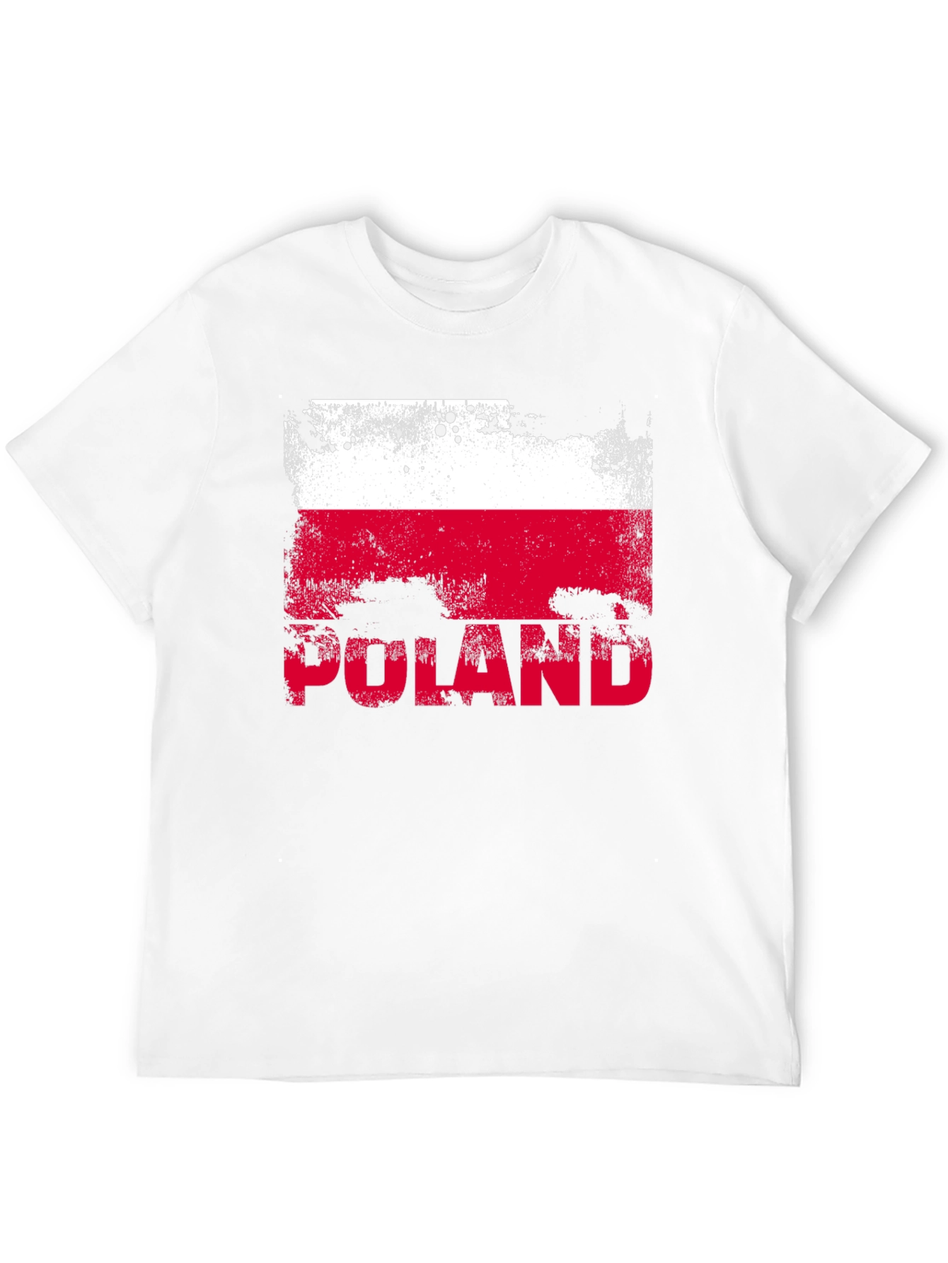 Poland Flag Distressed Graphic T-Shirt - Black