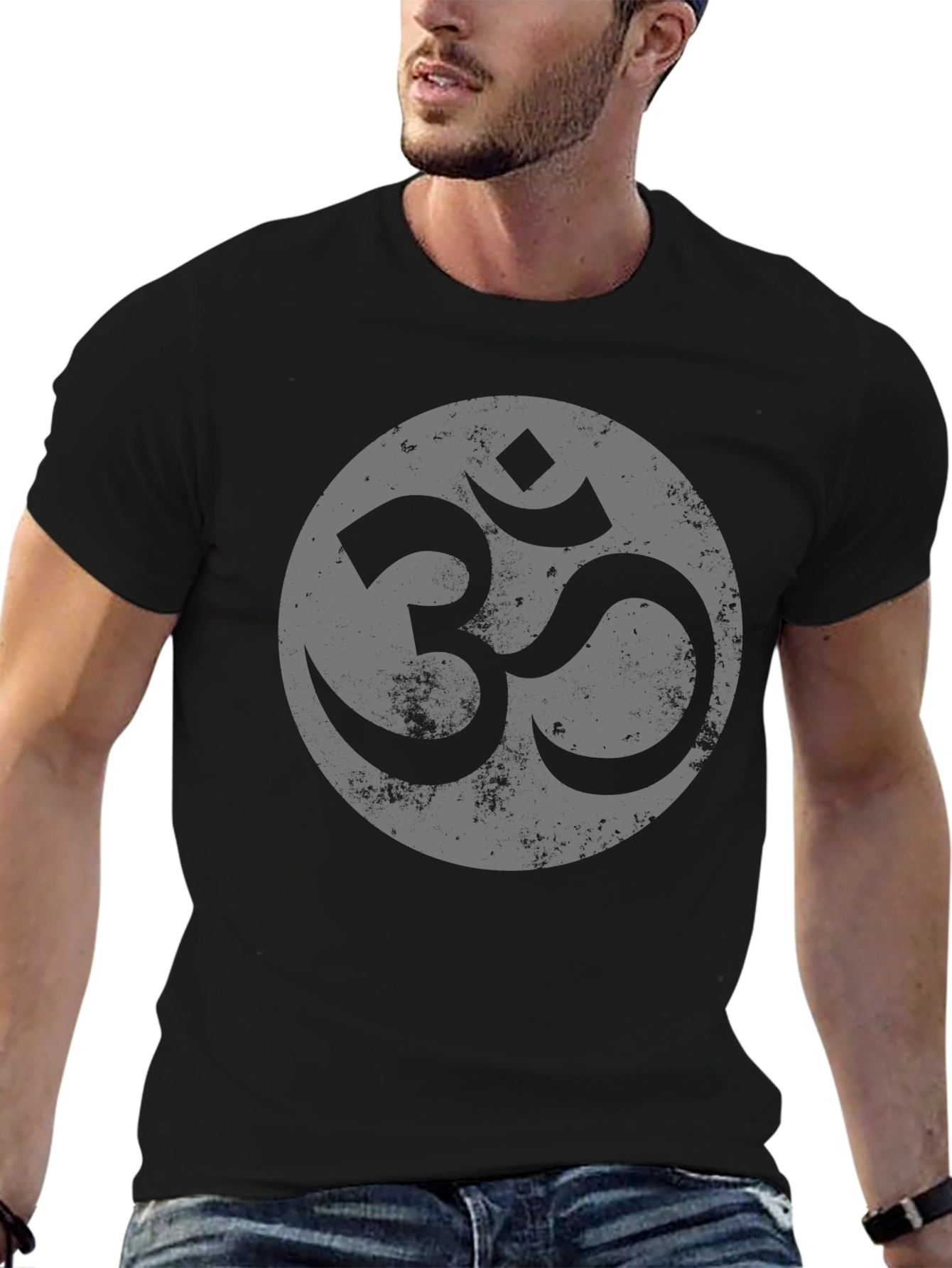 Om Symbol Graphic Tee - Casual Black T-Shirt
