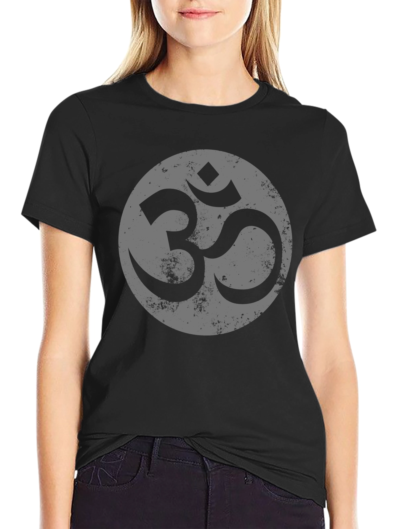 Om Symbol Graphic Tee - Casual Black T-Shirt