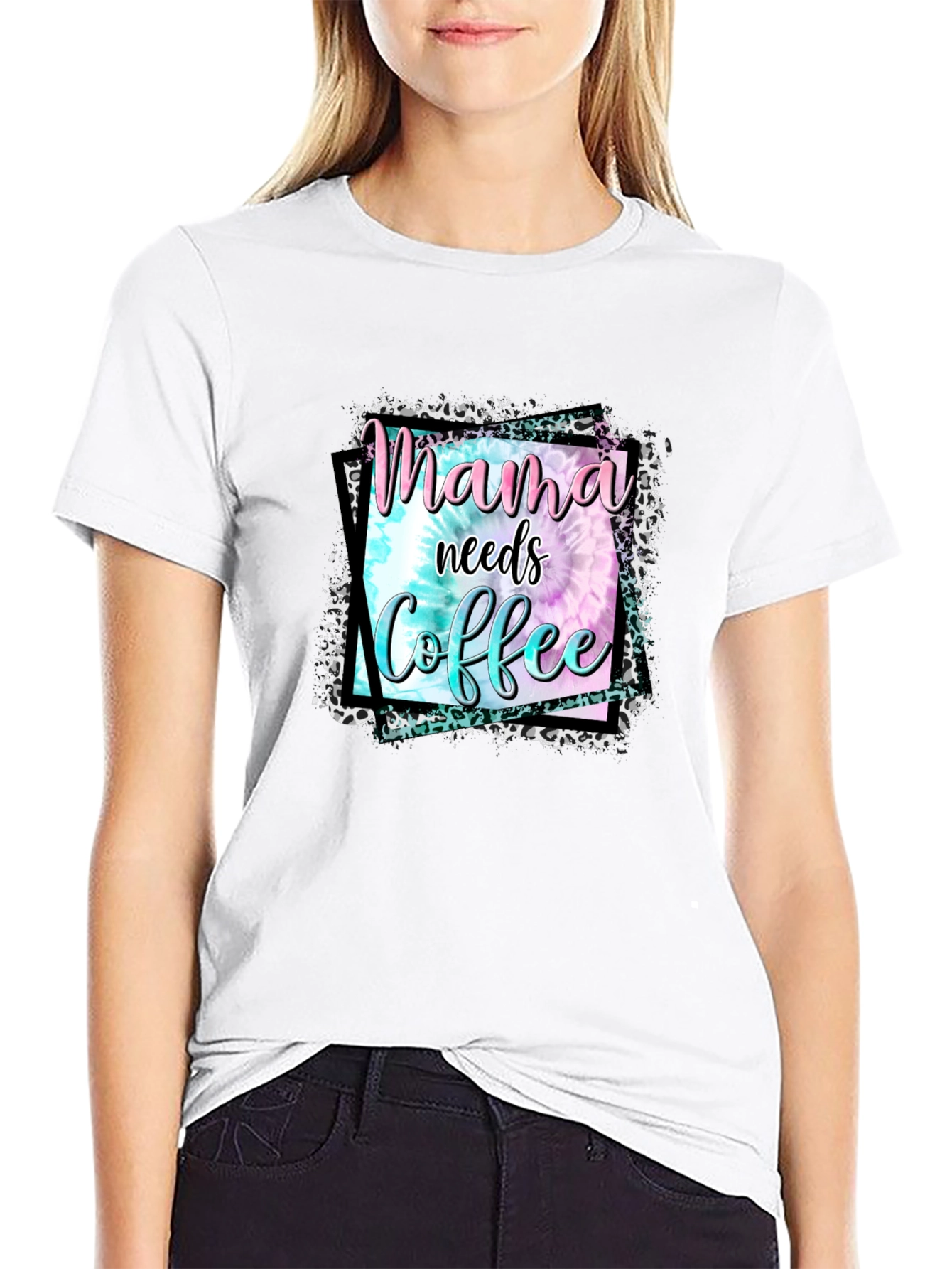 Mama Needs Coffee Graphic Tee - Black Cotton Blend