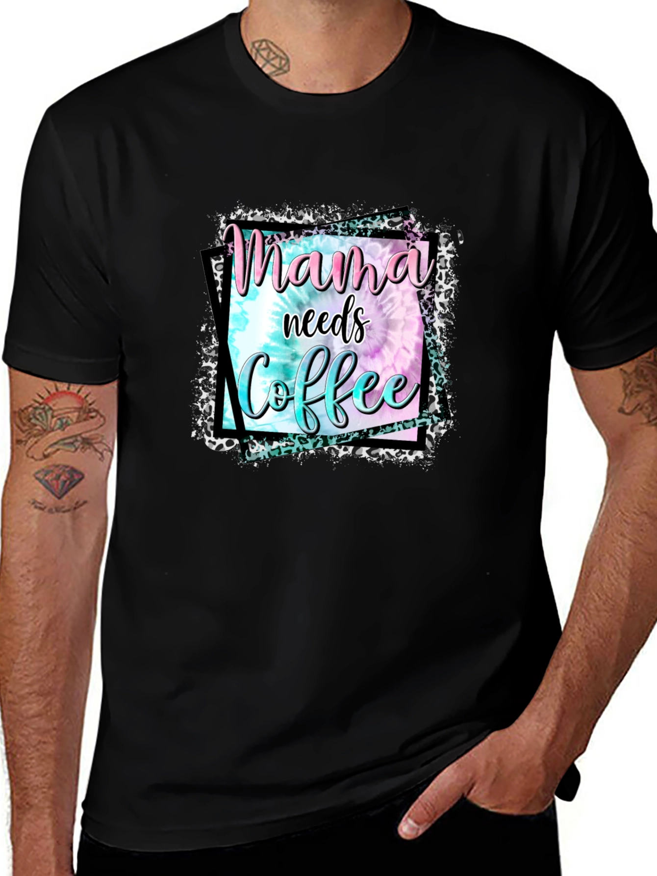 Mama Needs Coffee Graphic Tee - Black Cotton Blend