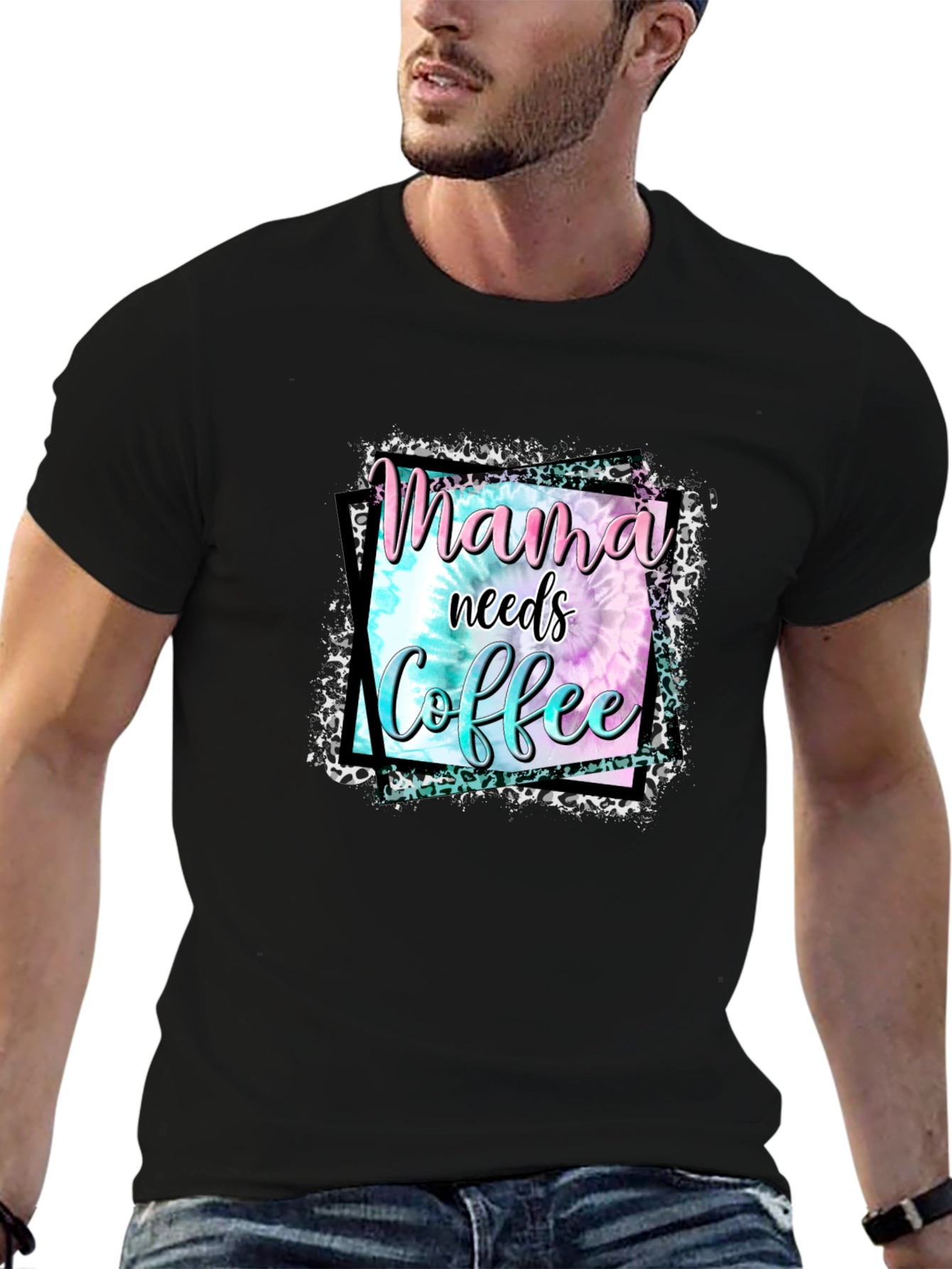 Mama Needs Coffee Graphic Tee - Black Cotton Blend